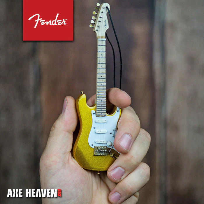 FENDER - GOLD STRATOCASTER - 6" MINI GUITAR ORNAMENT - Image 2