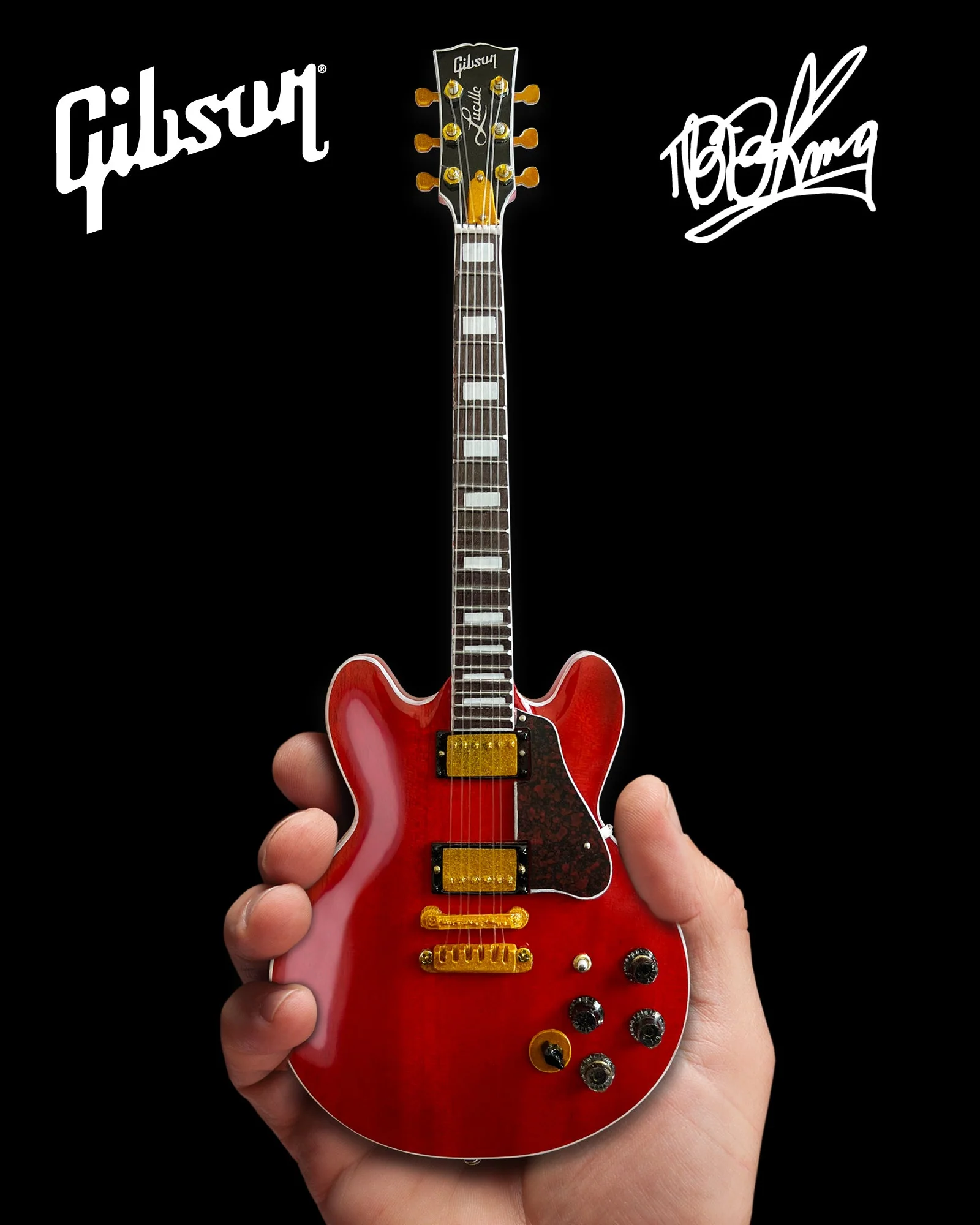 BB KING - LUCILLE CHERRY GIBSON - MINI GUITAR - Image 3