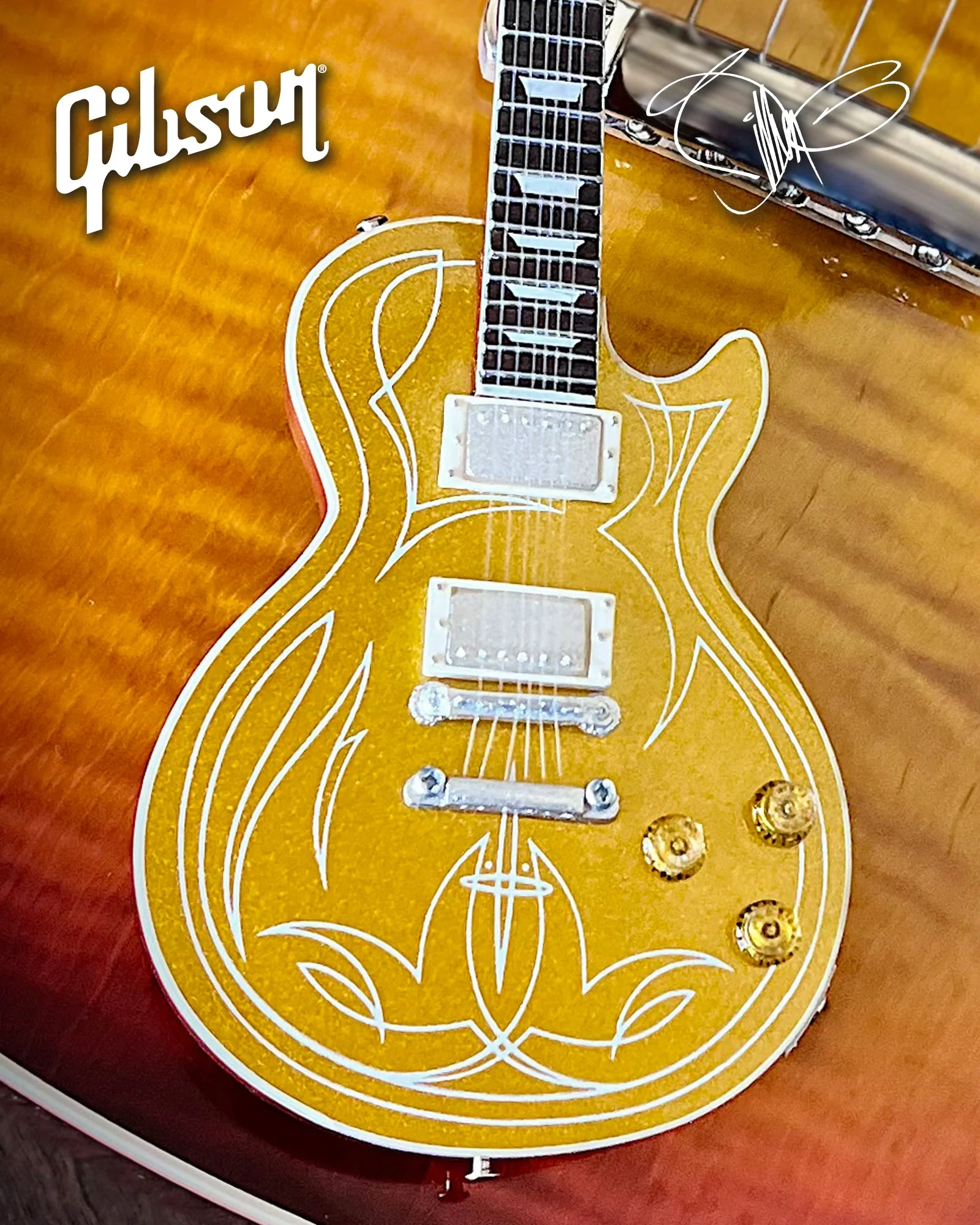 BILLY F GIBBONS - "PINSTRIPE" GIBSON LES PAUL GOLDTOP - MINI GUITAR - Image 3
