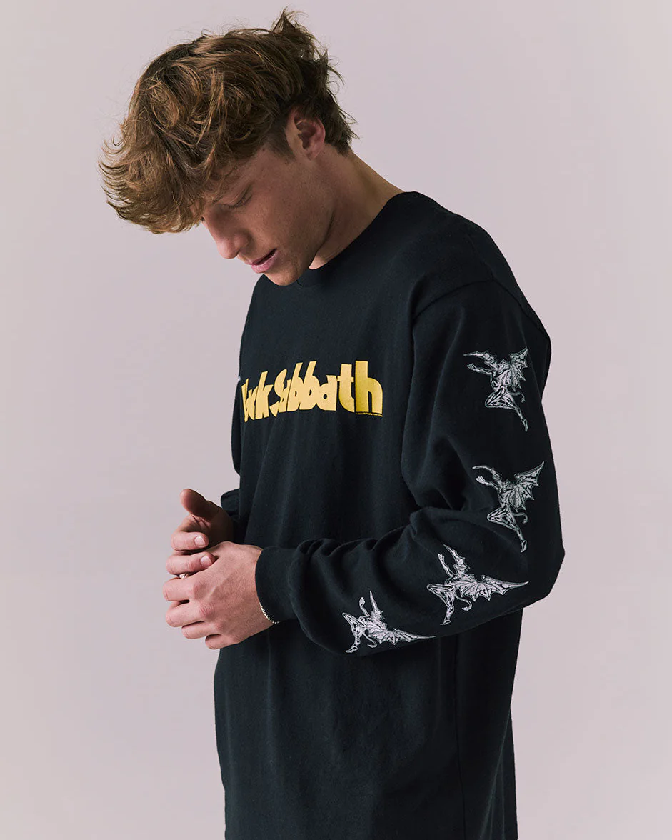 BLACK SABBATH - VINTAGE FLYING ANGELS BLACK LONG SLEEVE SHIRT - Image 4