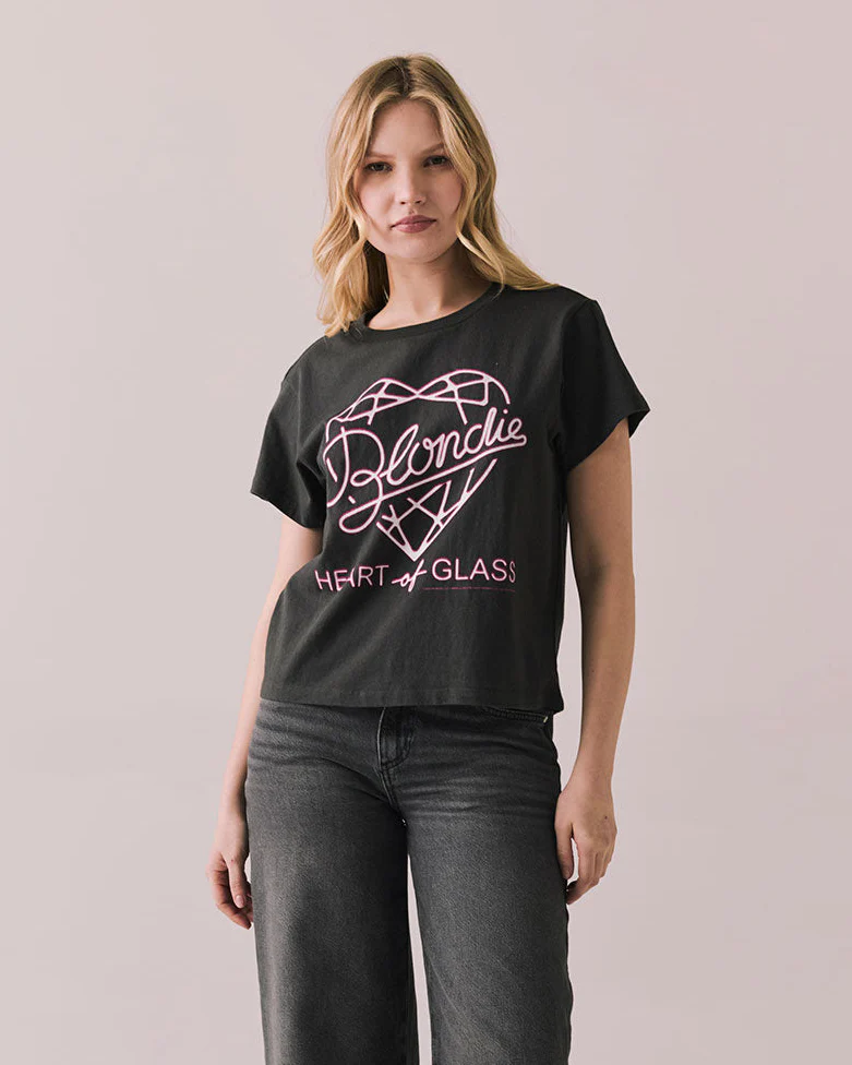 BLONDIE - HEART OF GLASS VINTAGE BLACK CROPPED TEE - Image 6