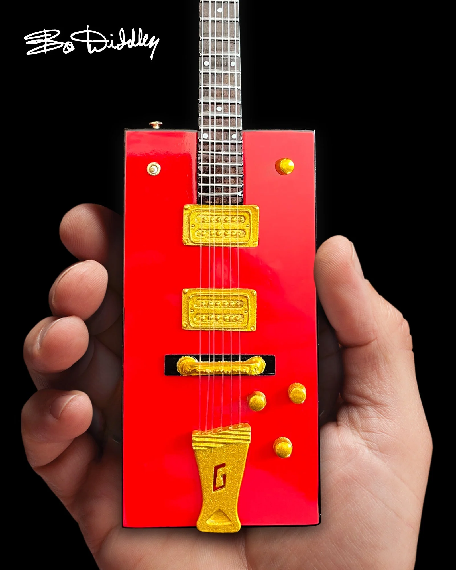 BO DIDDLEY - FIREBIRD RED GRETSCH - MINI GUITAR - Image 7