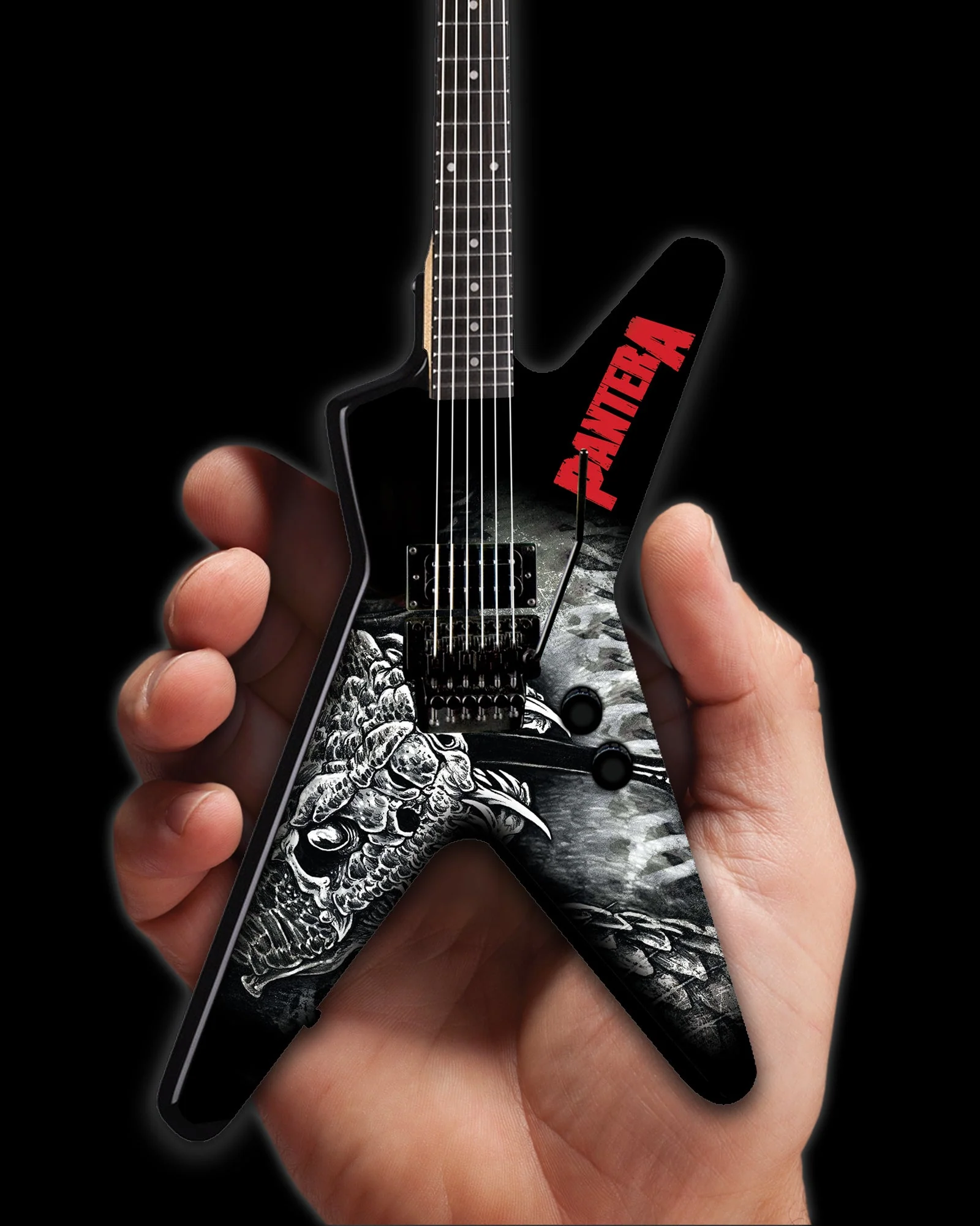 PANTERA - DIMEBAG - BLACK & WHITE SOUTHERN TRENDKILL DEAN ML - MINI GUITAR - Image 4