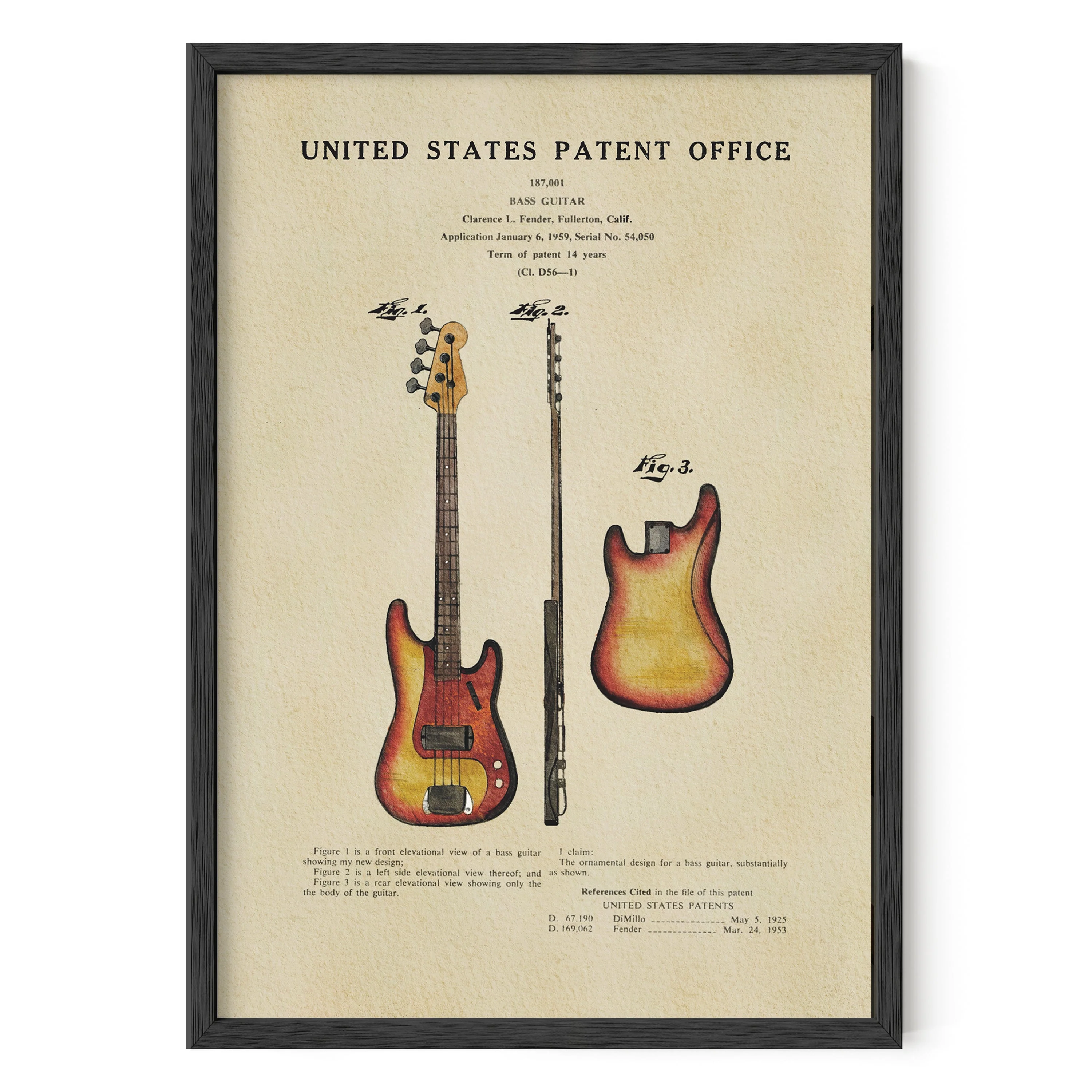 TIMELESS PATENTS - FENDER BASS GUITAR PRINT