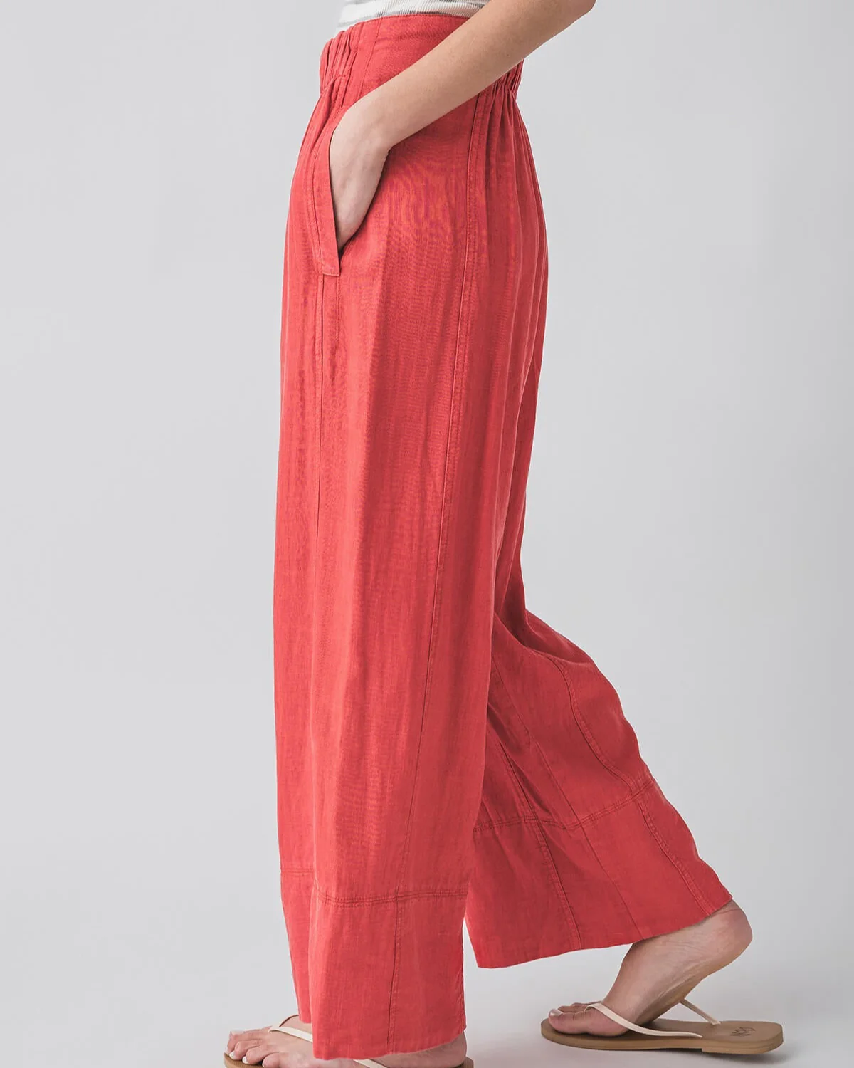 FREE PEOPLE - POPPY RED DAYS END LINEN PULL ON PANTS - Image 2