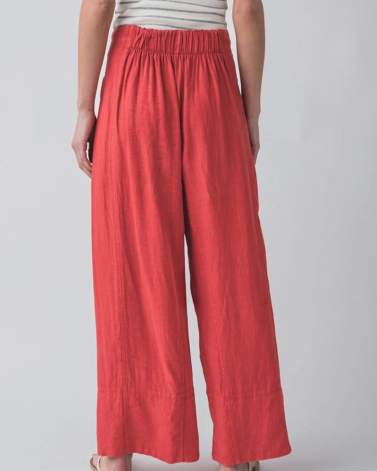 FREE PEOPLE - POPPY RED DAYS END LINEN PULL ON PANTS - Image 4