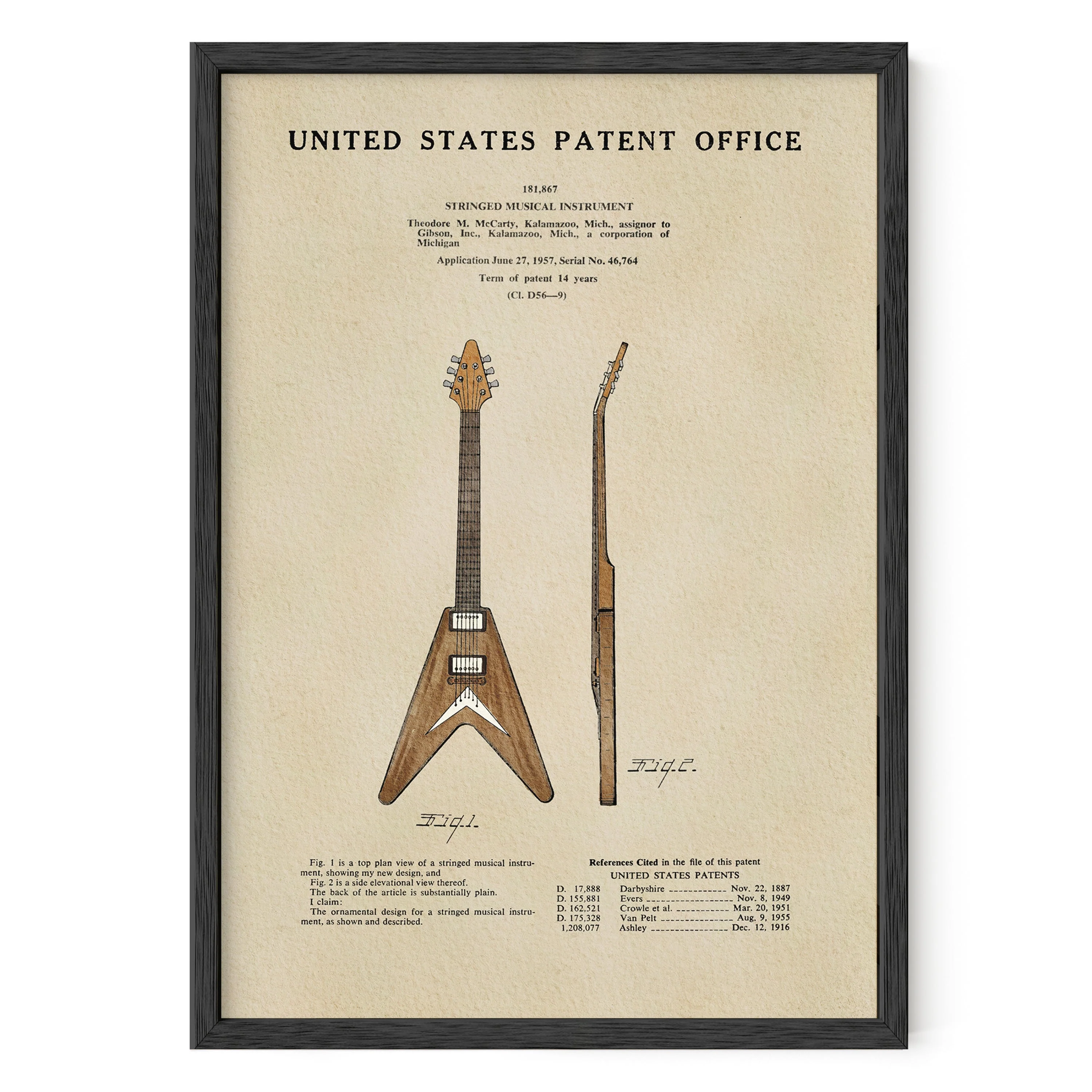 TIMELESS PATENTS - GIBSON FLYING V GUITAR PRINT