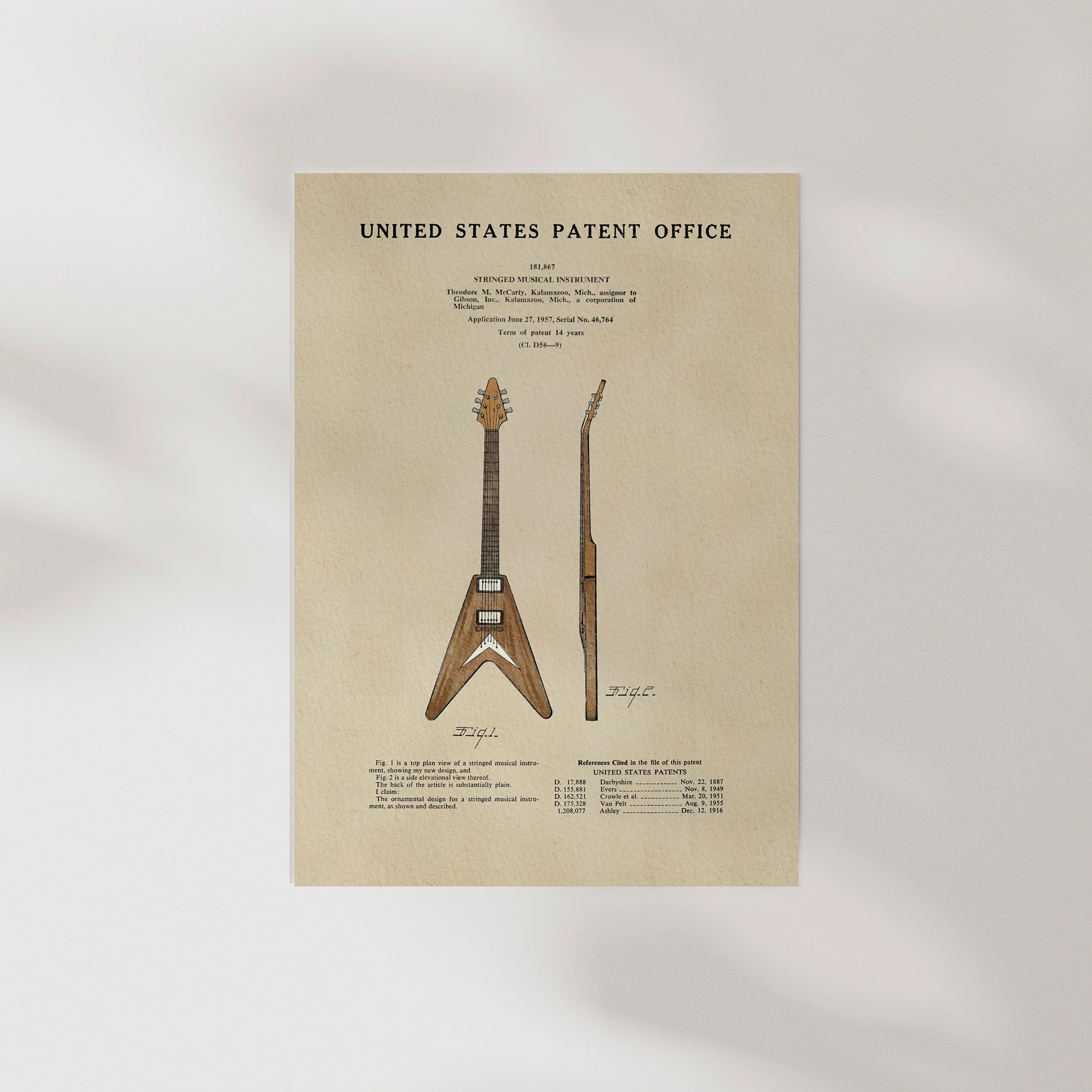 TIMELESS PATENTS - GIBSON FLYING V GUITAR PRINT - Image 6