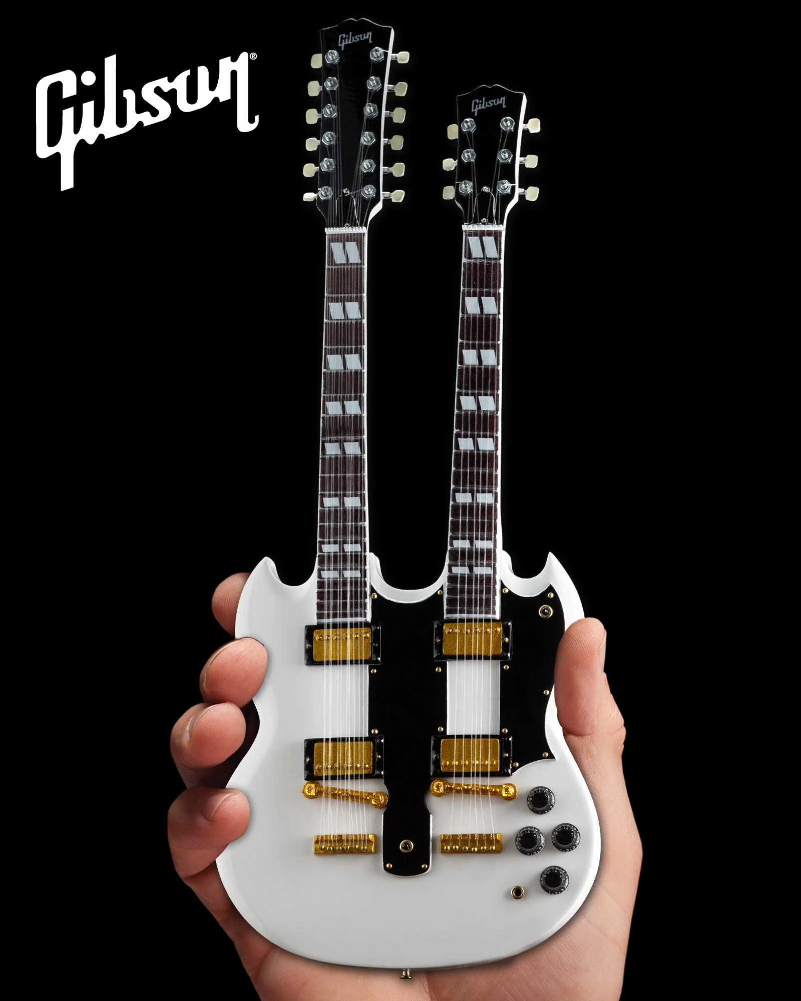 GIBSON - WHITE SG EDS-1275 DOUBLENECK - MINI GUITAR - Image 3