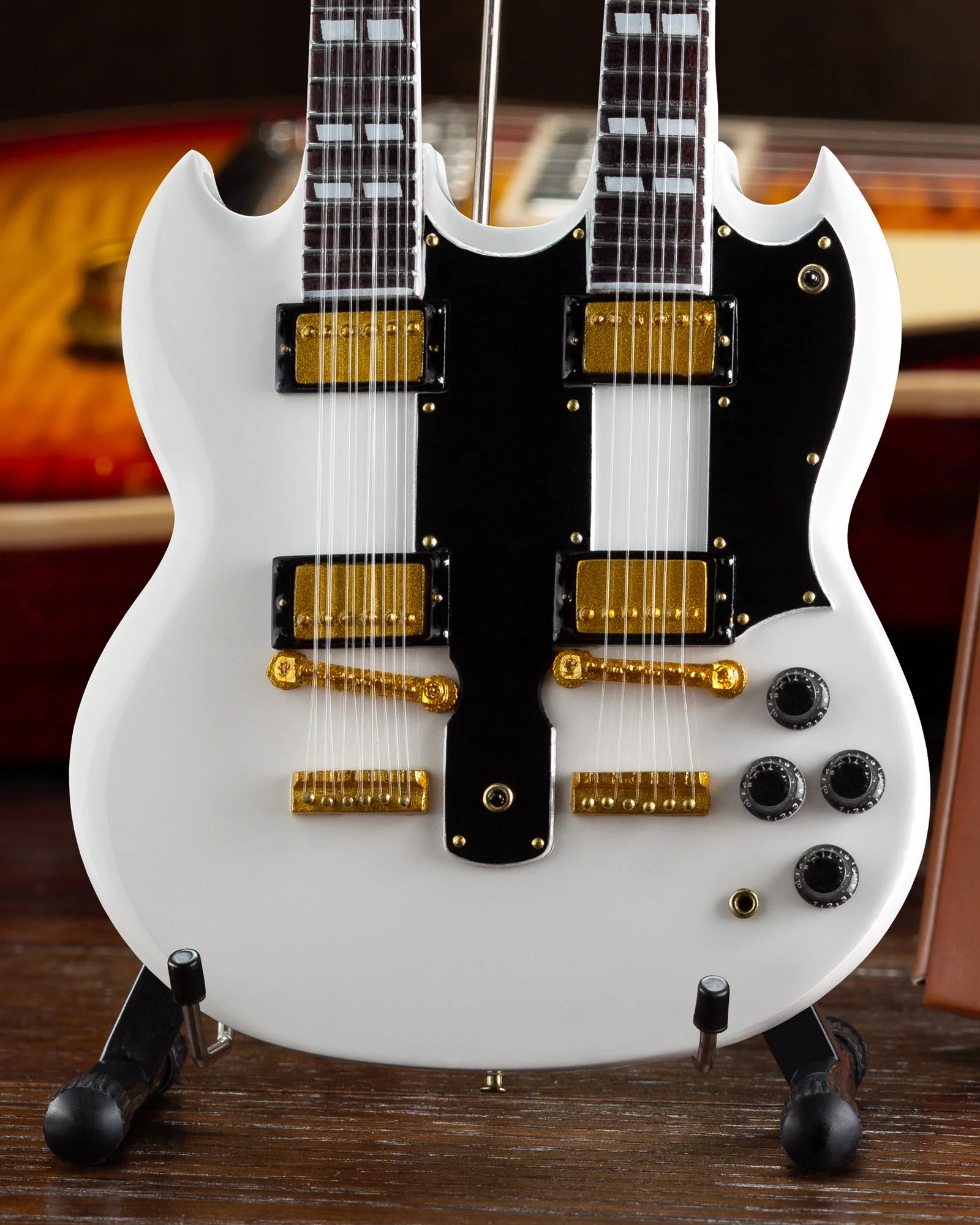 GIBSON - WHITE SG EDS-1275 DOUBLENECK - MINI GUITAR - Image 5
