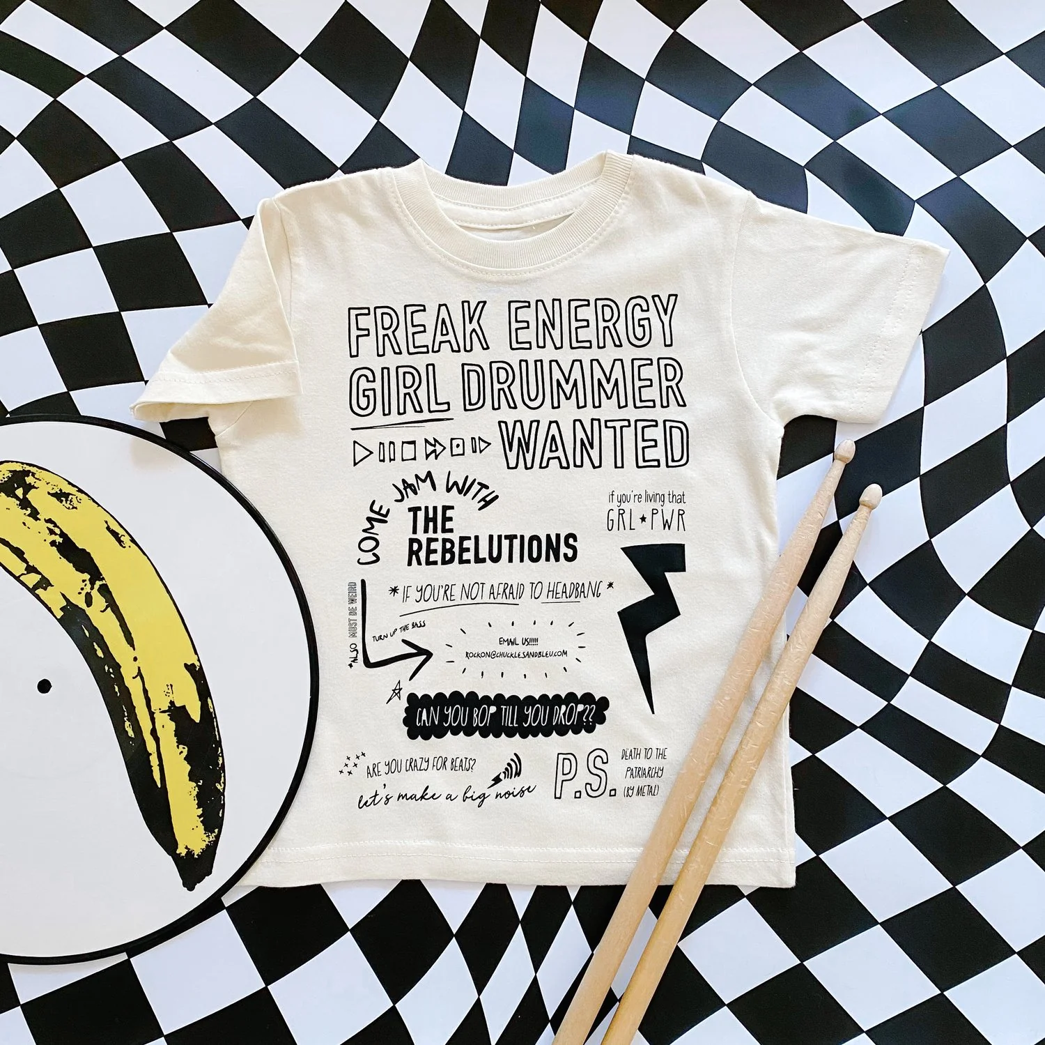 GIRL DRUMMER WANTED KIDS T-SHIRT - Image 3