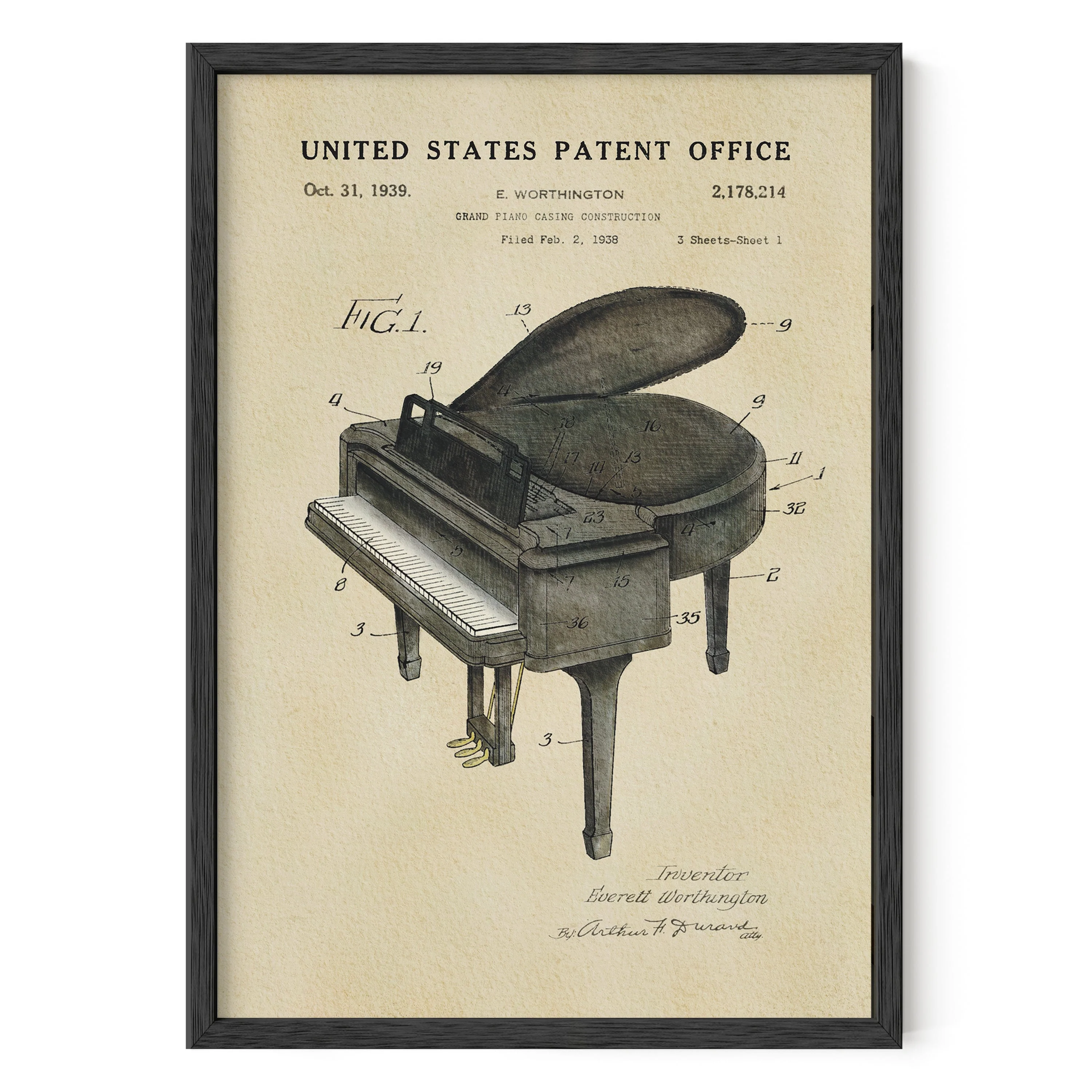 TIMELESS PATENTS - GRAND PIANO PRINT