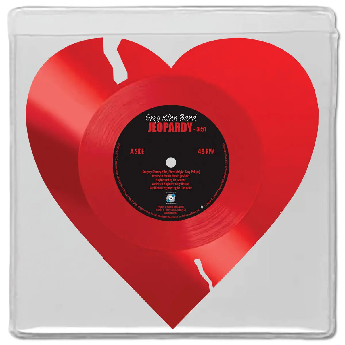 GREG KIHN BAND - JEOPARDY / THE BREAKUP SONG (THEY DON'T WRITE 'EM) - RED BROKEN HEART-SHAPED - VINYL SINGLE
