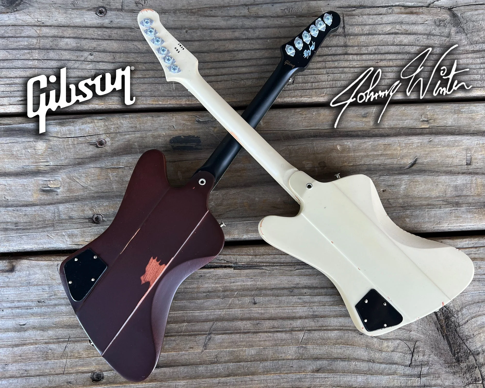 JOHNNY WINTER - POLARIS AND SUNBURST GIBSON FIREBIRD - SET OF 2 MINI GUITARS - Image 2