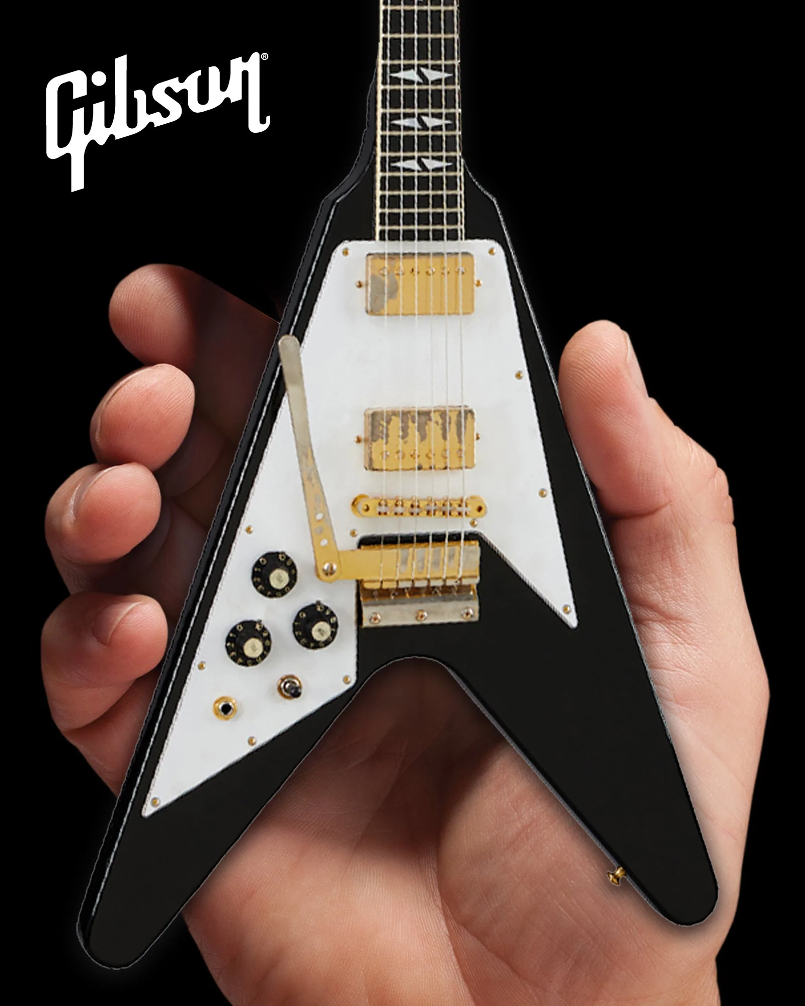 JIMI HENDRIX™ - GIBSON 1969 FLYING V LEFT-HANDED EBONY FINISH - MINI GUITAR - Image 2
