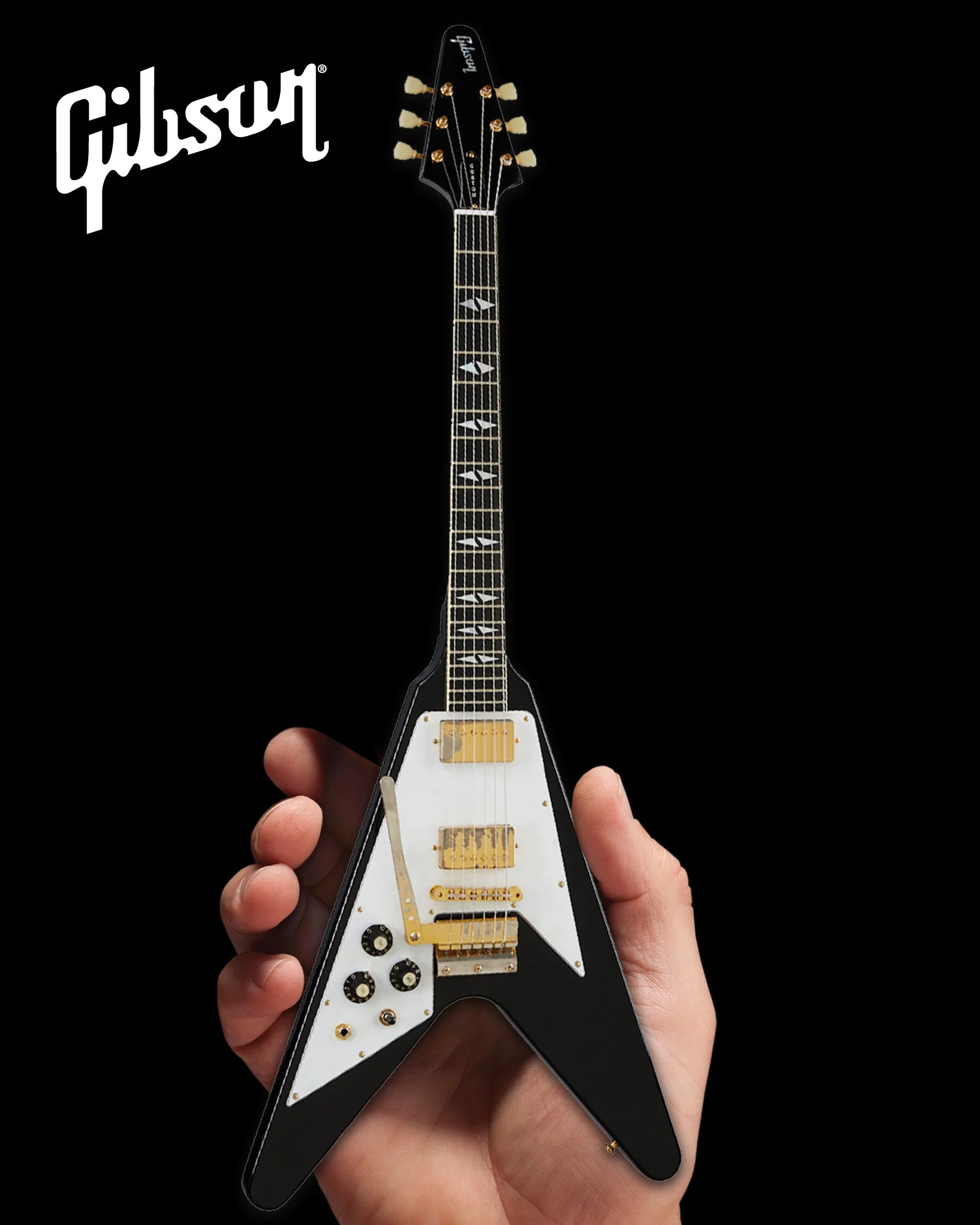 JIMI HENDRIX™ - GIBSON 1969 FLYING V LEFT-HANDED EBONY FINISH - MINI GUITAR - Image 3