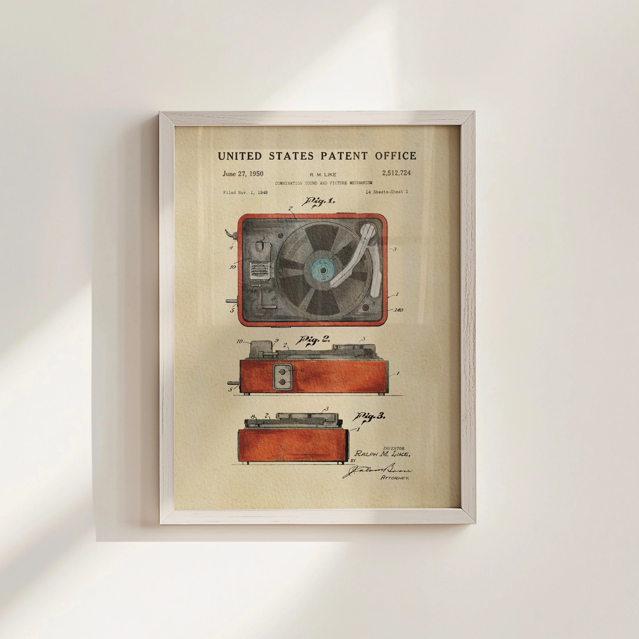 TIMELESS PATENTS - RED RECORD PLAYER PRINT - Image 5