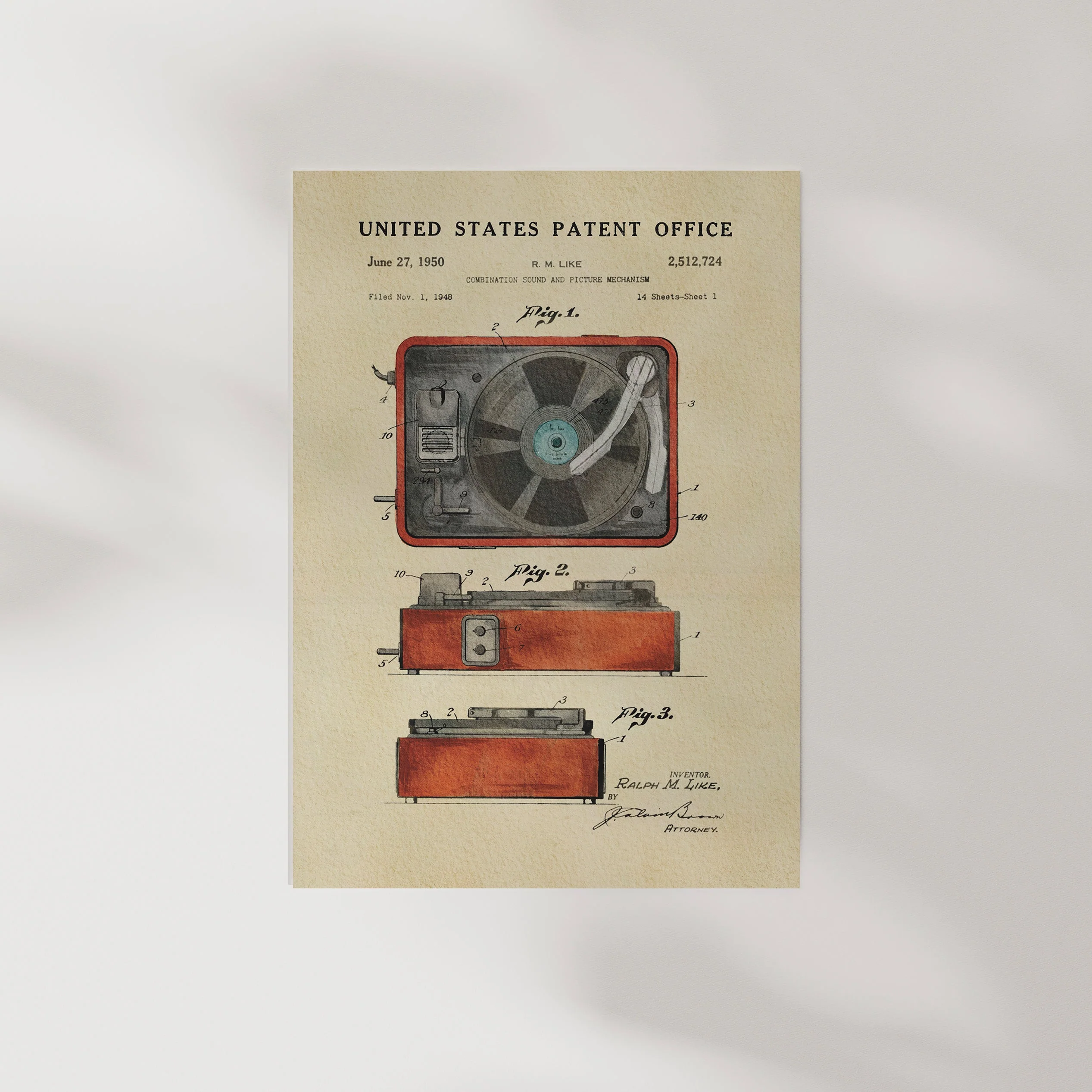 TIMELESS PATENTS - RED RECORD PLAYER PRINT - Image 6