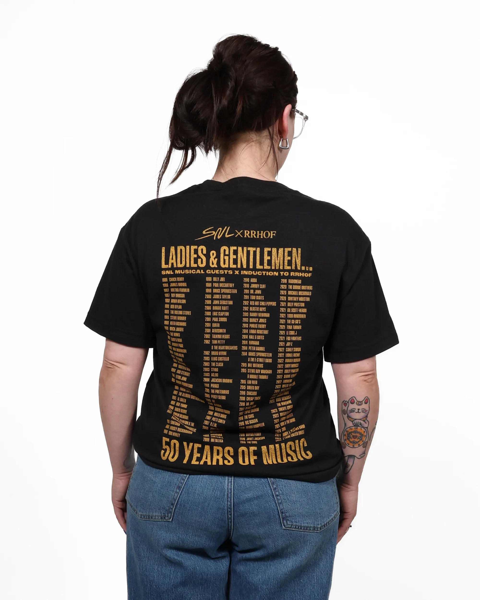 ROCK HALL x SNL - 50 YEARS OF MUSIC ENCYCLOPEDIA UNISEX T-SHIRT - Image 2
