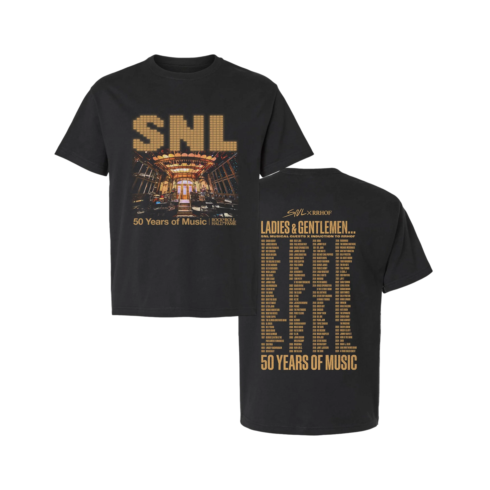 ROCK HALL x SNL - 50 YEARS OF MUSIC ENCYCLOPEDIA UNISEX T-SHIRT - Image 3