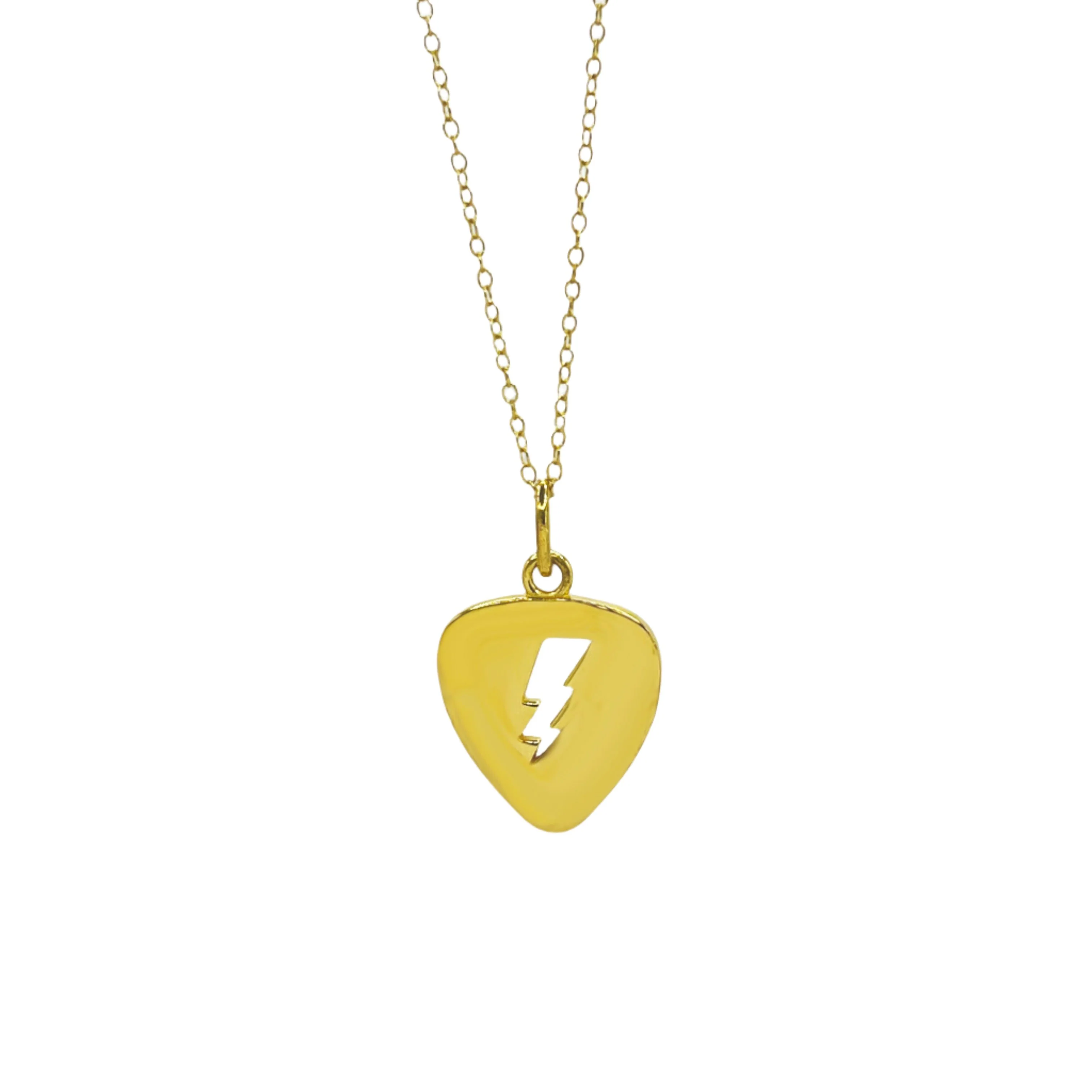 ROCK HALL GOLD GUITAR PICK CHARM NECKLACE - Image 3