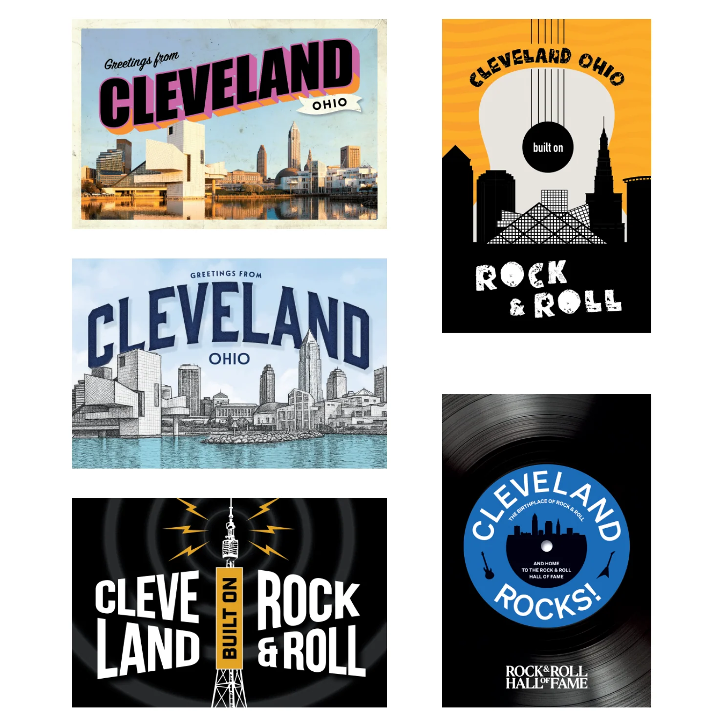 ROCK HALL CLEVELAND POSTCARDS - SET OF 5