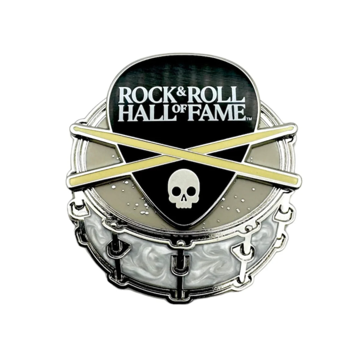 ROCK HALL DRUM SKULL PIN