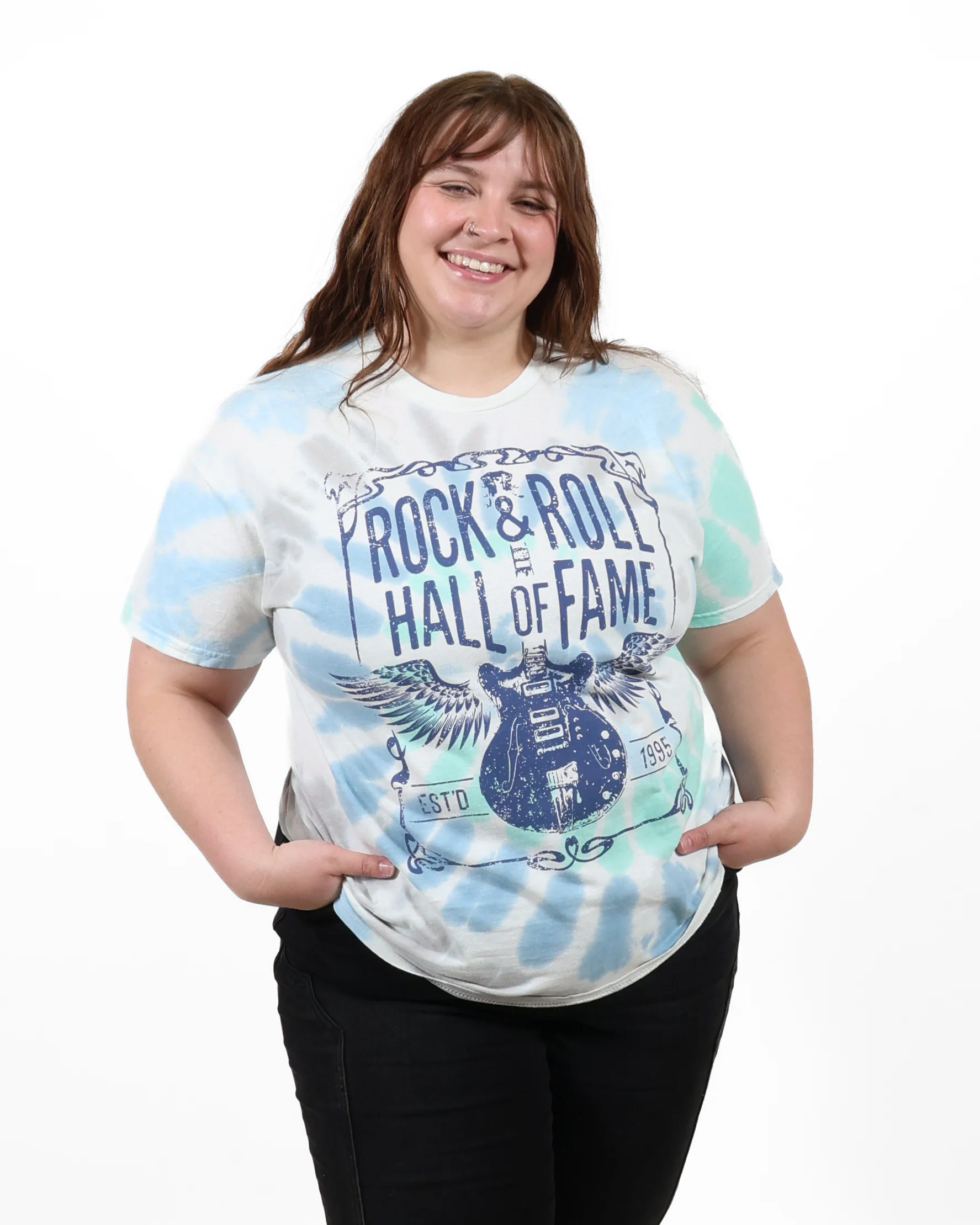 ROCK HALL FESTIVAL GUITAR BLUE TIE DYE T-SHIRT - Image 3