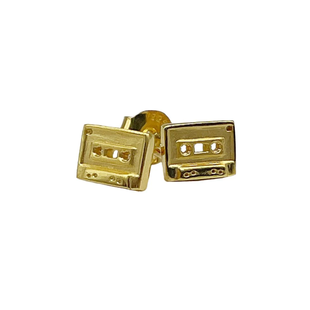 ROCK HALL GOLD CASSETTE TAPE STUD EARRINGS