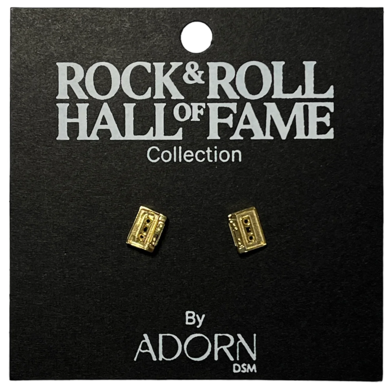 ROCK HALL GOLD CASSETTE TAPE STUD EARRINGS - Image 2