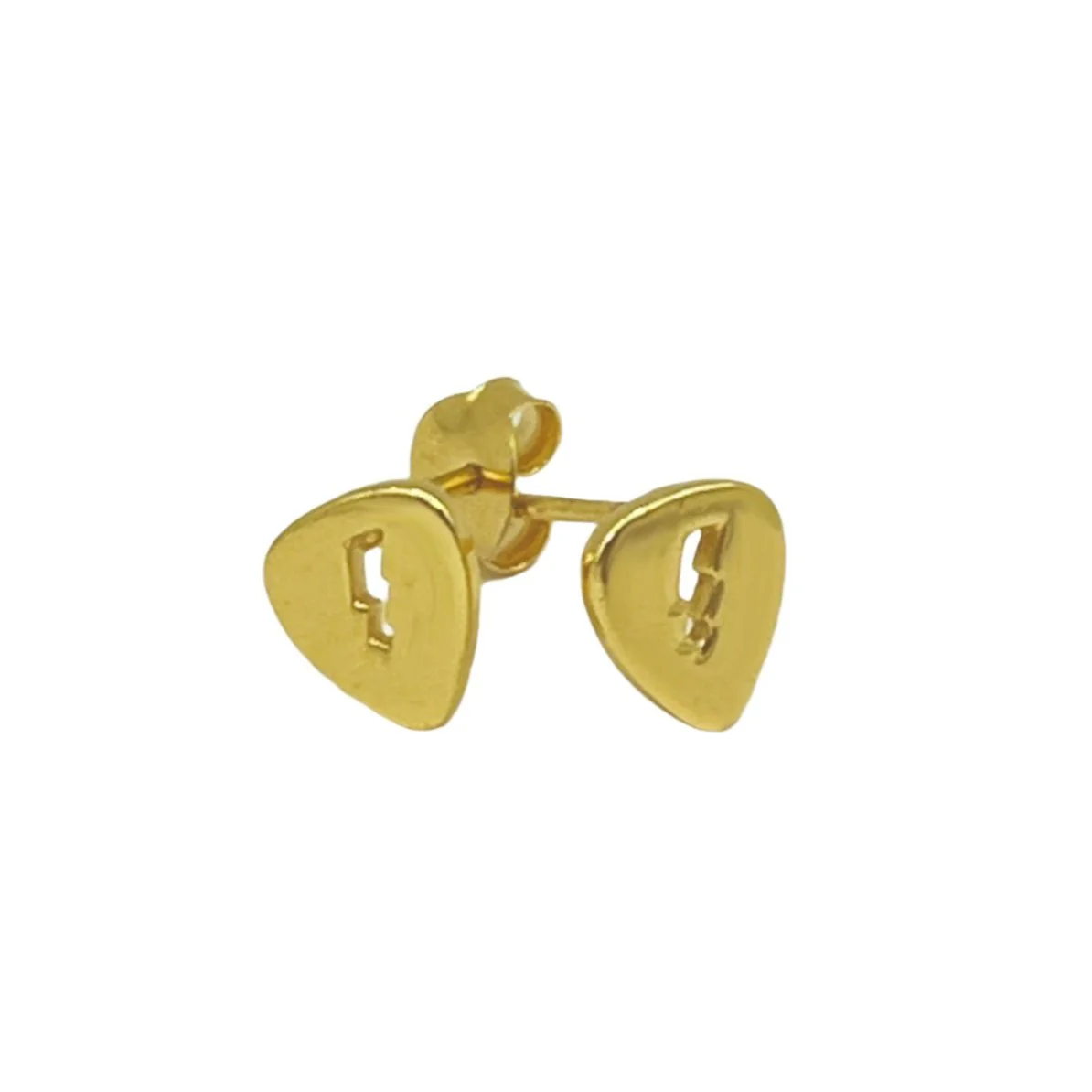 ROCK HALL GOLD GUITAR PICK STUD EARRINGS - Image 2