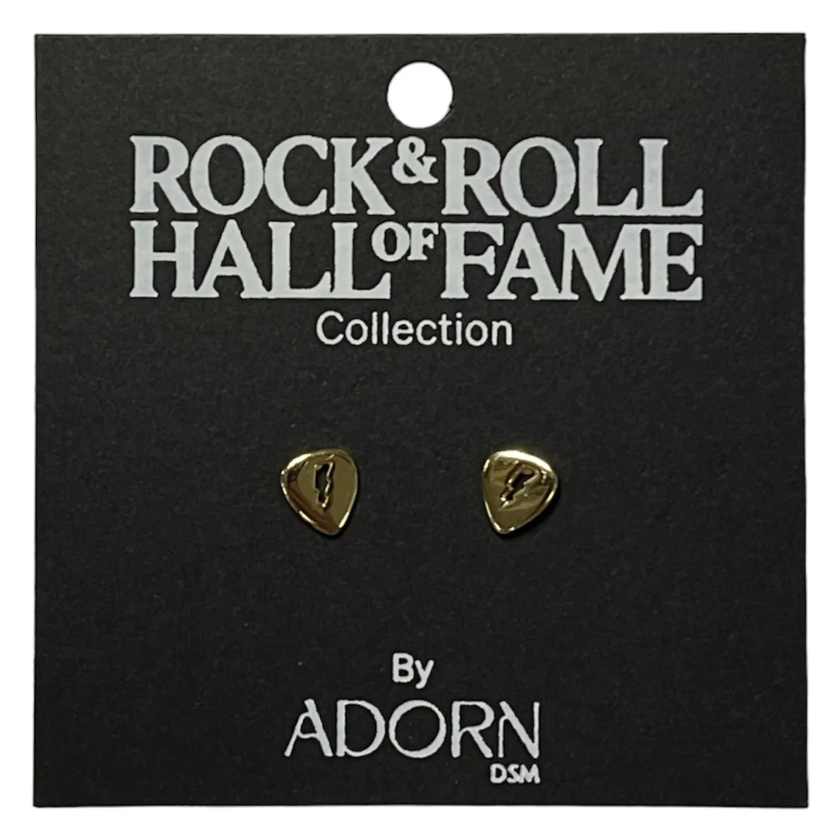 ROCK HALL GOLD GUITAR PICK STUD EARRINGS - Image 3