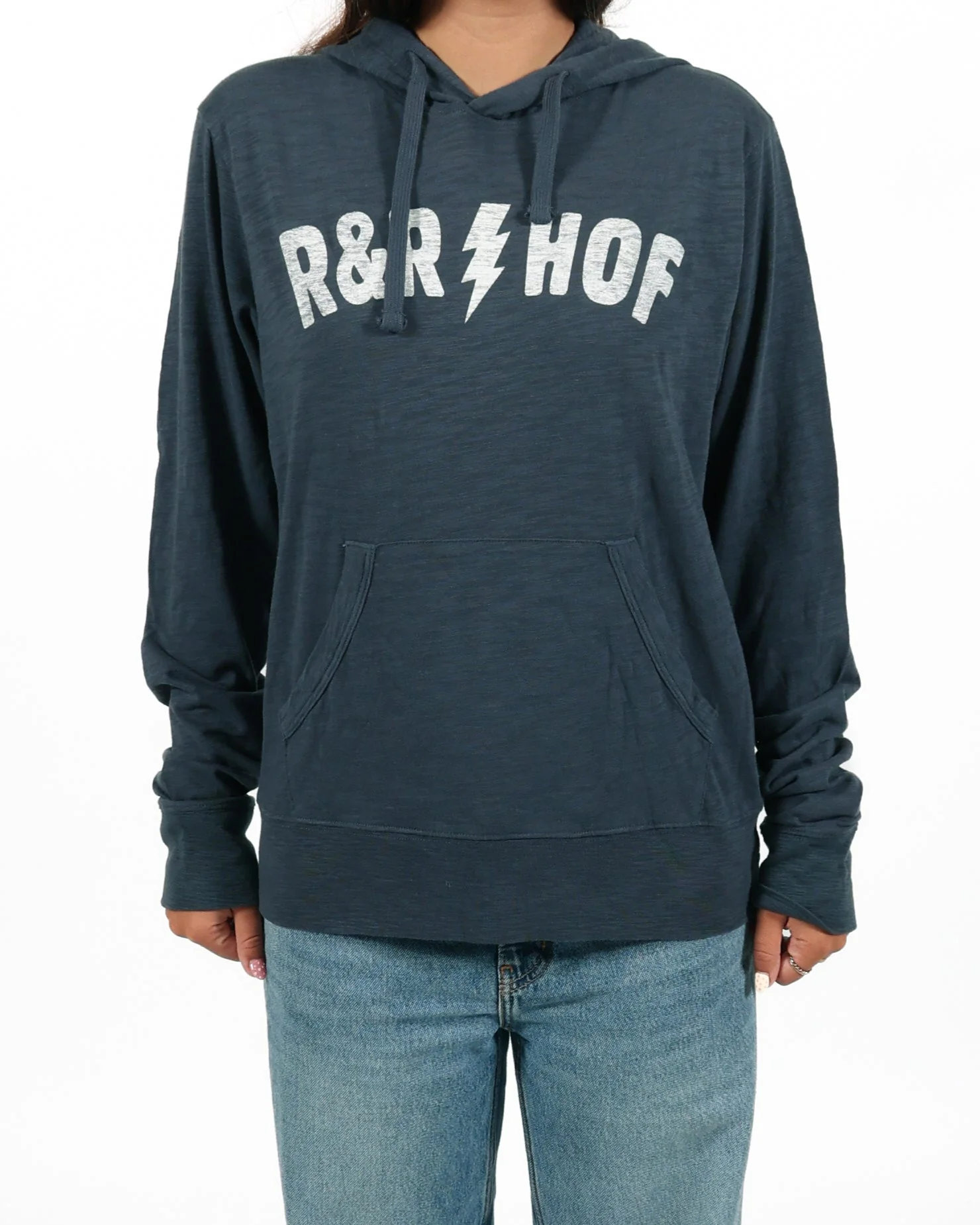 ROCK HALL NAVY LIGHTNING LOGO PULLOVER HOODIE - Image 2