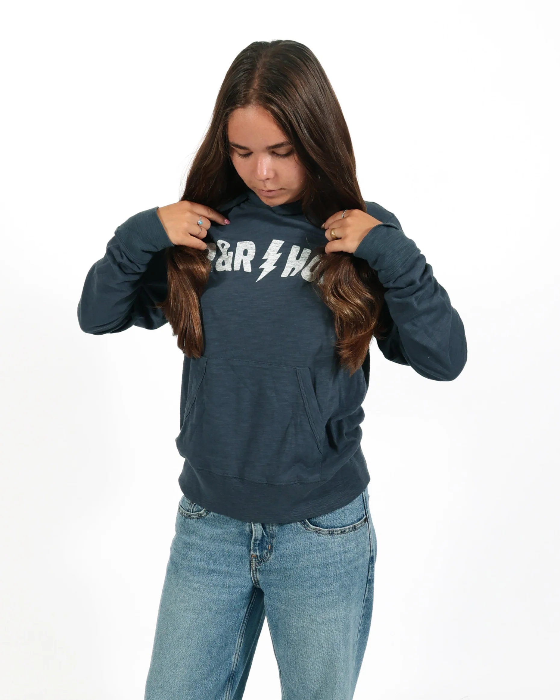 ROCK HALL NAVY LIGHTNING LOGO PULLOVER HOODIE - Image 3
