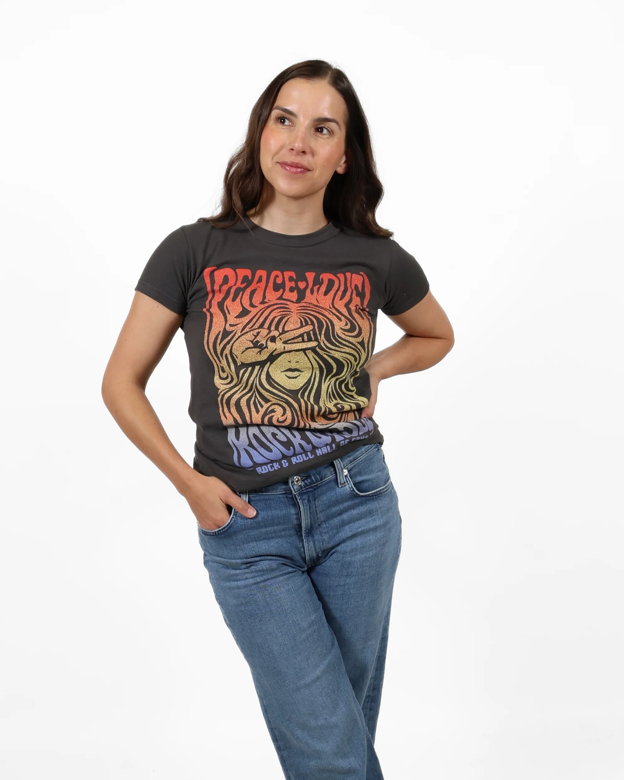 ROCK HALL PEACE LOVE HIPPIE FITTED T-SHIRT - Image 2