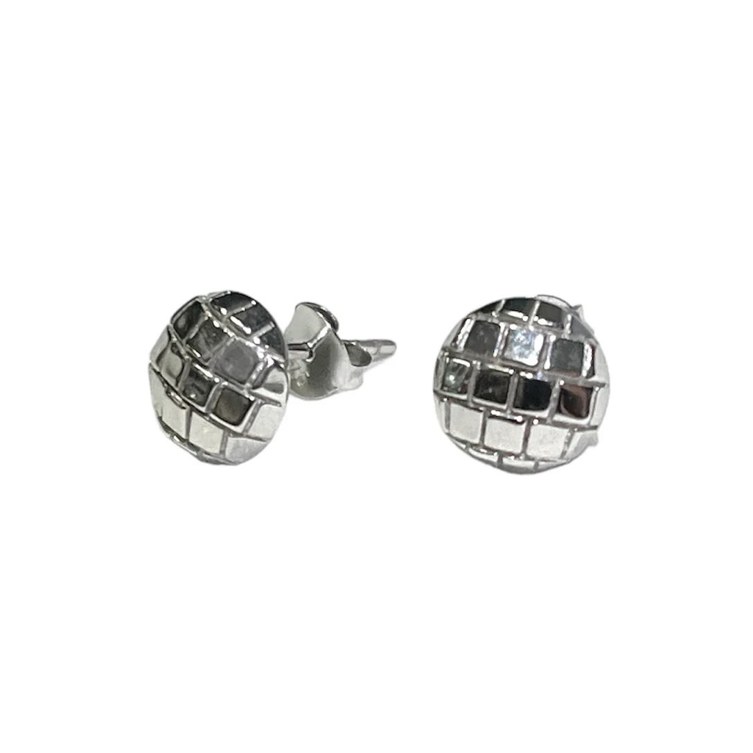 ROCK HALL STERLING SILVER DISCO BALL STUD EARRINGS - Image 3