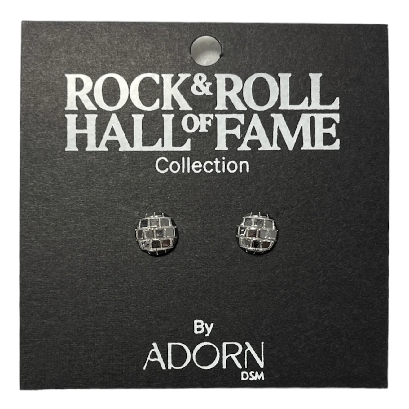 ROCK HALL STERLING SILVER DISCO BALL STUD EARRINGS - Image 4