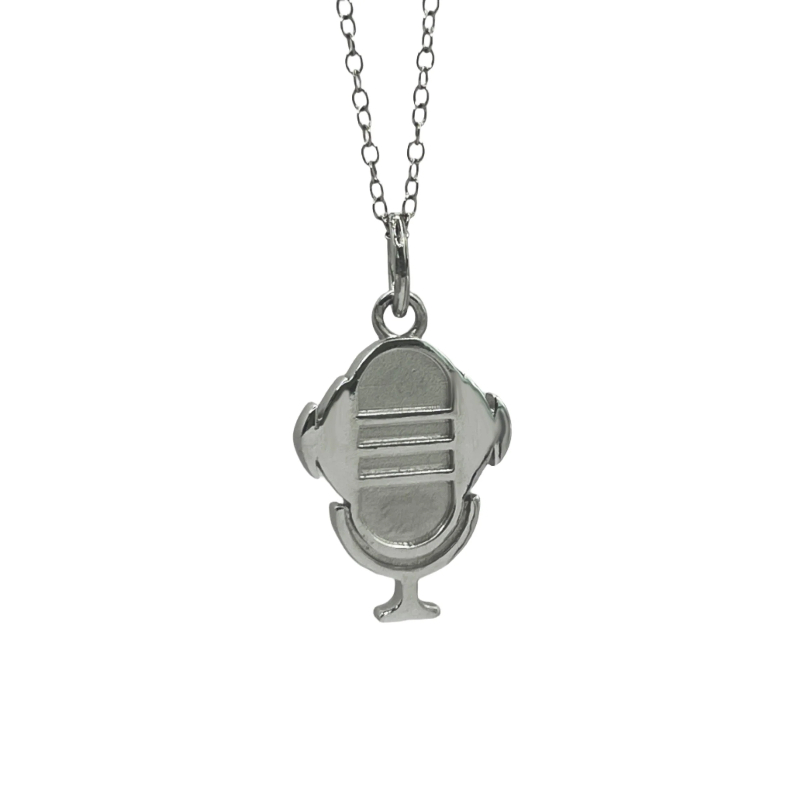 ROCK HALL STERLING SILVER MICROPHONE CHARM NECKLACE - Image 2