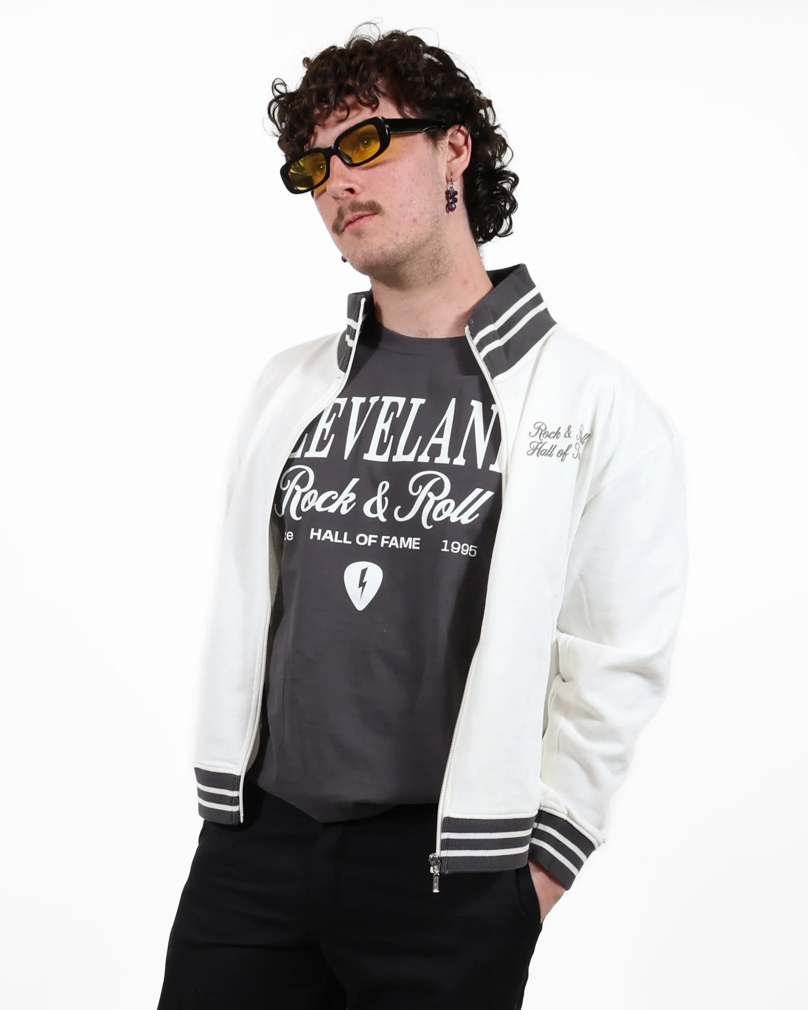 ROCK HALL SUEDE PATCH FITTED FRENCH TERRY JACKET - Image 3