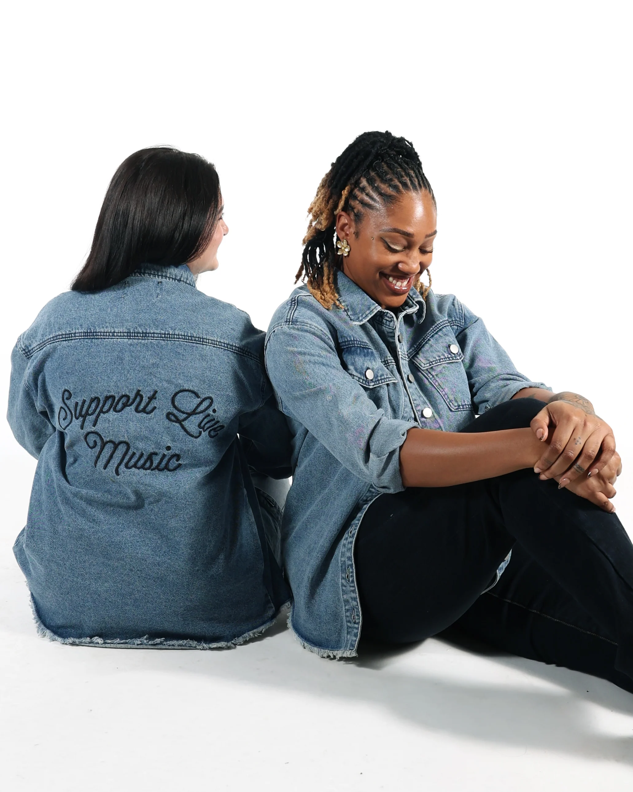 ROCK HALL SUPPORT LIVE MUSIC SCRIPT FITTED DENIM JACKET - Image 2