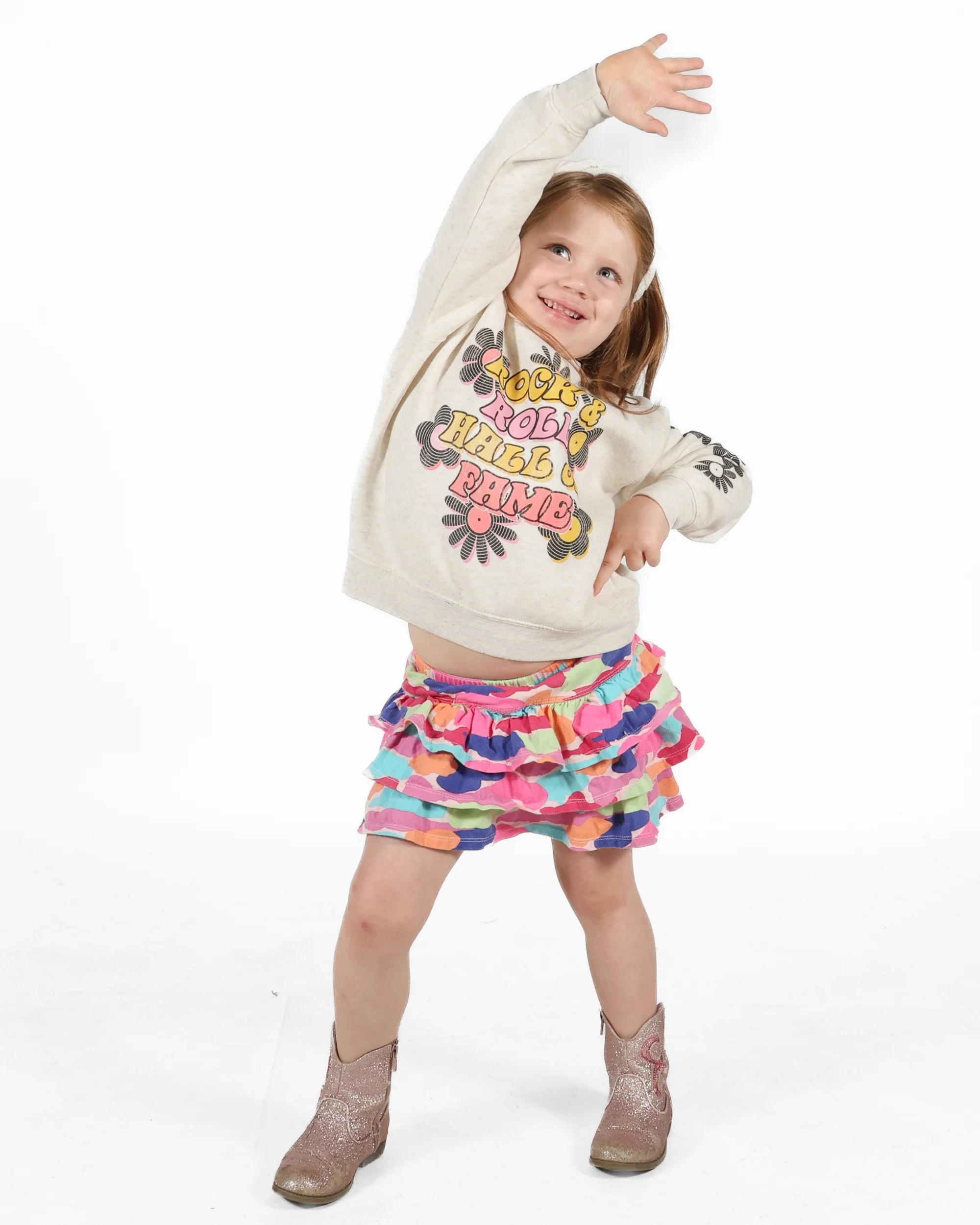 ROCK HALL TOSSED VINYL FLOWERS YOUTH FLEECE CREW - Image 3