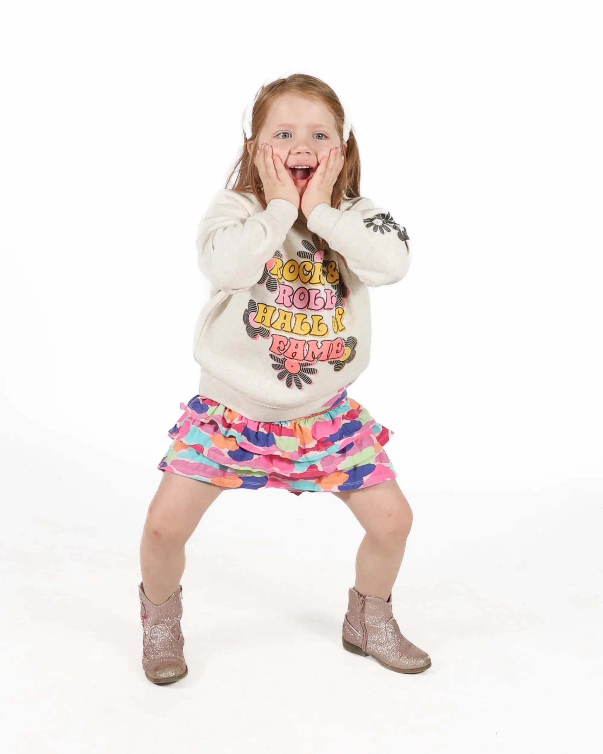 ROCK HALL TOSSED VINYL FLOWERS YOUTH FLEECE CREW - Image 4