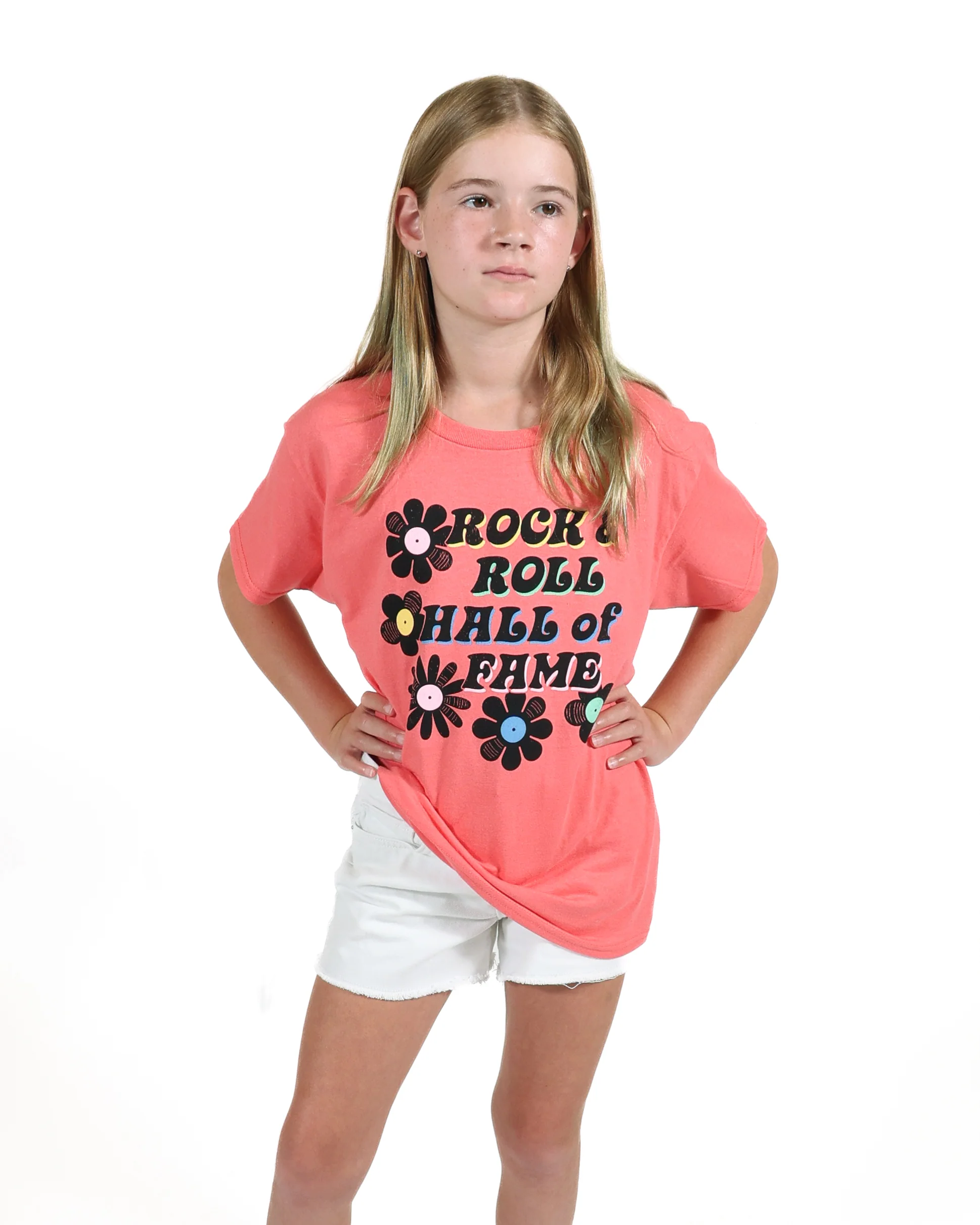 ROCK HALL TOSSED VINYL FLOWERS YOUTH T-SHIRT - Image 3
