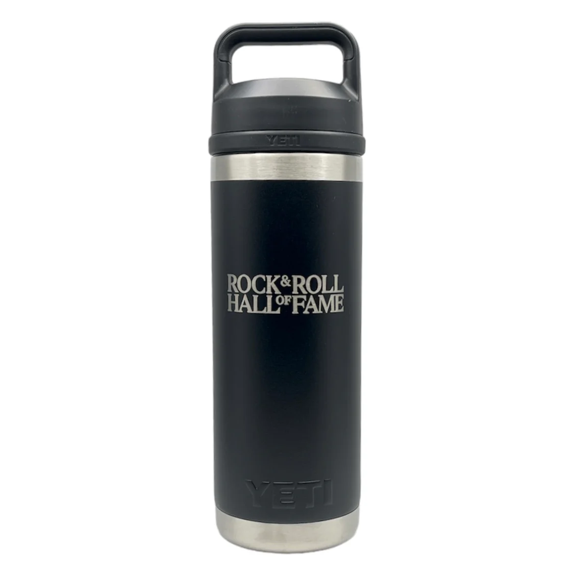 ROCK HALL YETI RAMBLER 18 OZ BLACK CHUG WATER BOTTLE