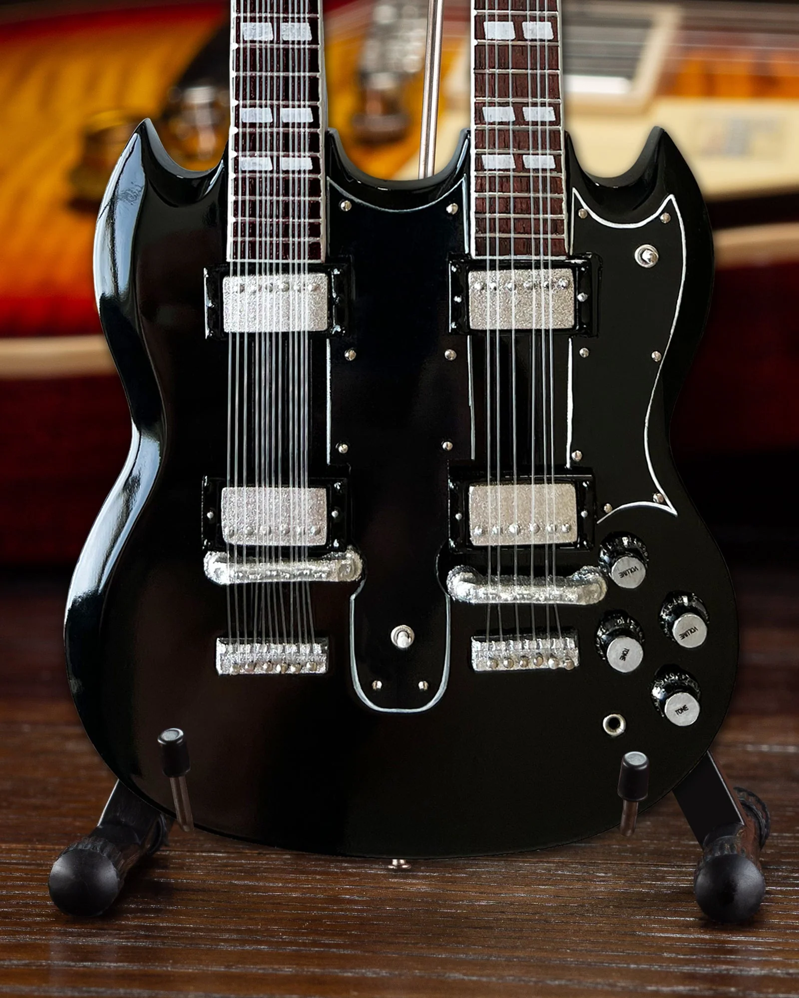 GUNS N' ROSES - SLASH - GIBSON 1966 EDS-1275 DOUBLENECK AGED MINI GUITAR - Image 2