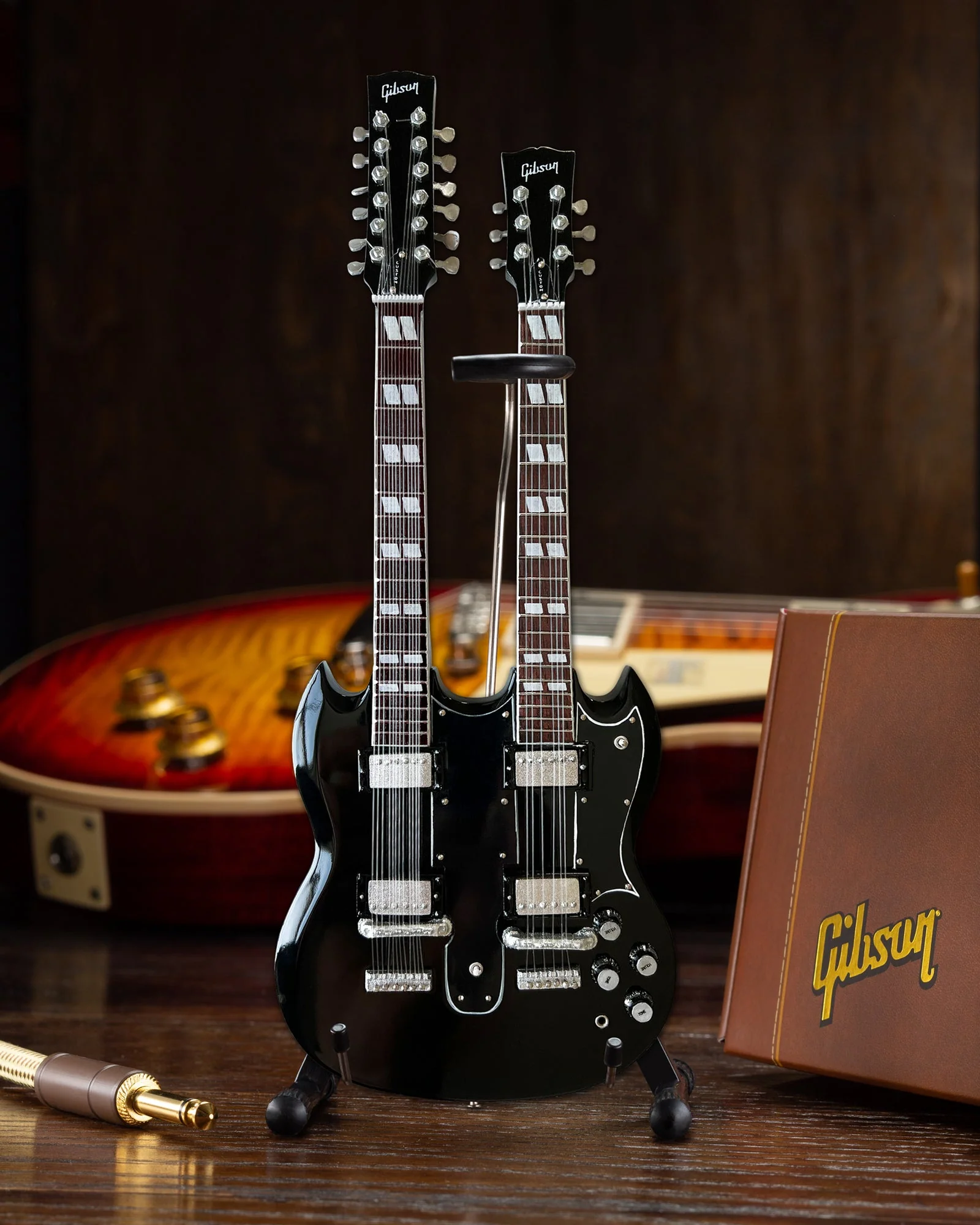 GUNS N' ROSES - SLASH - GIBSON 1966 EDS-1275 DOUBLENECK AGED MINI GUITAR - Image 3