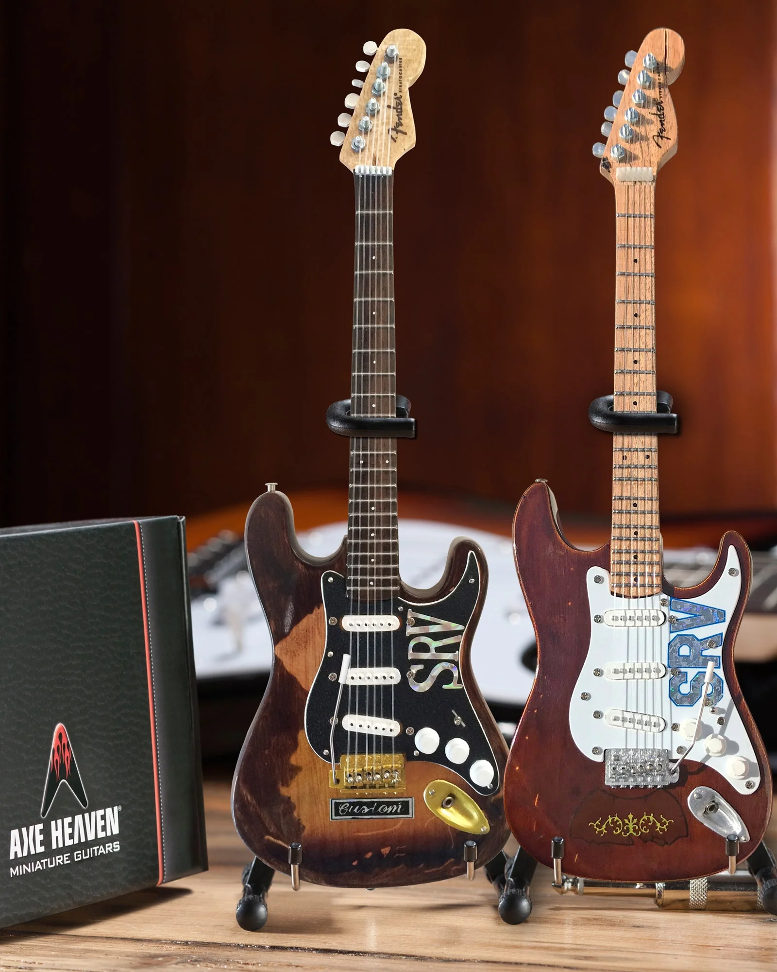 STEVIE RAY VAUGHAN - SRV SIGNATURE FENDER - SET OF 2 MINI GUITARS