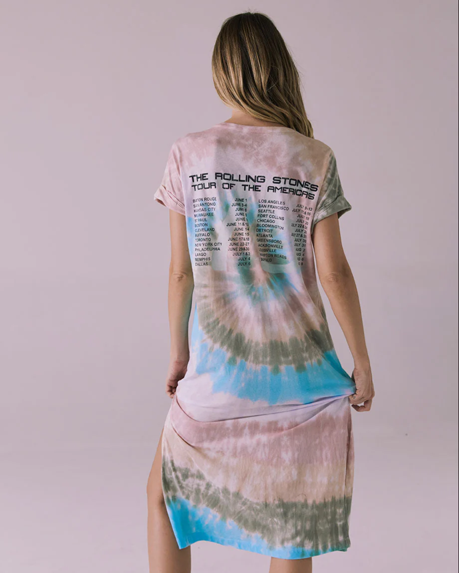 THE ROLLING STONES - TOUR OF AMERICA TIE DYE T-SHIRT DRESS - Image 3