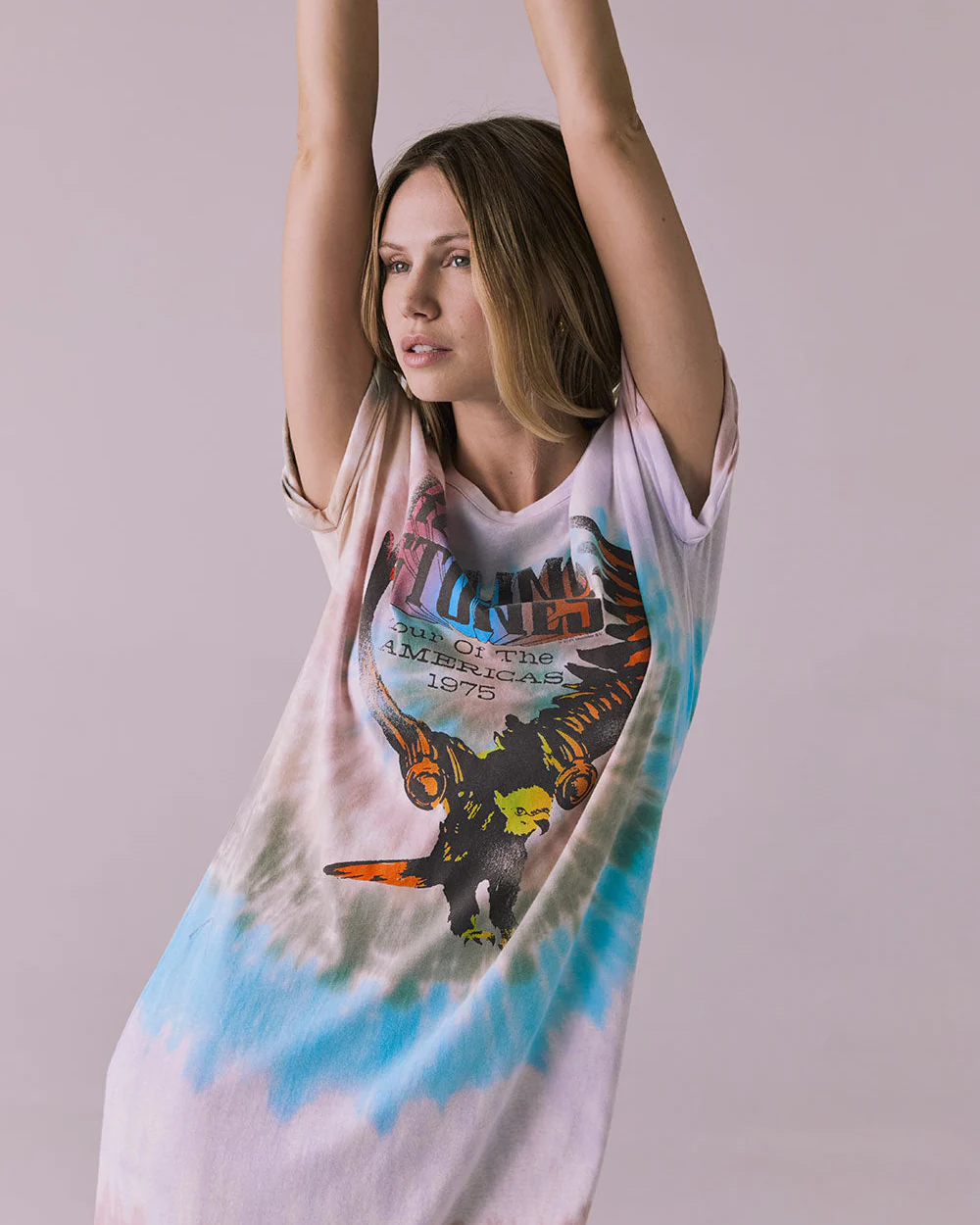 THE ROLLING STONES - TOUR OF AMERICA TIE DYE T-SHIRT DRESS - Image 4