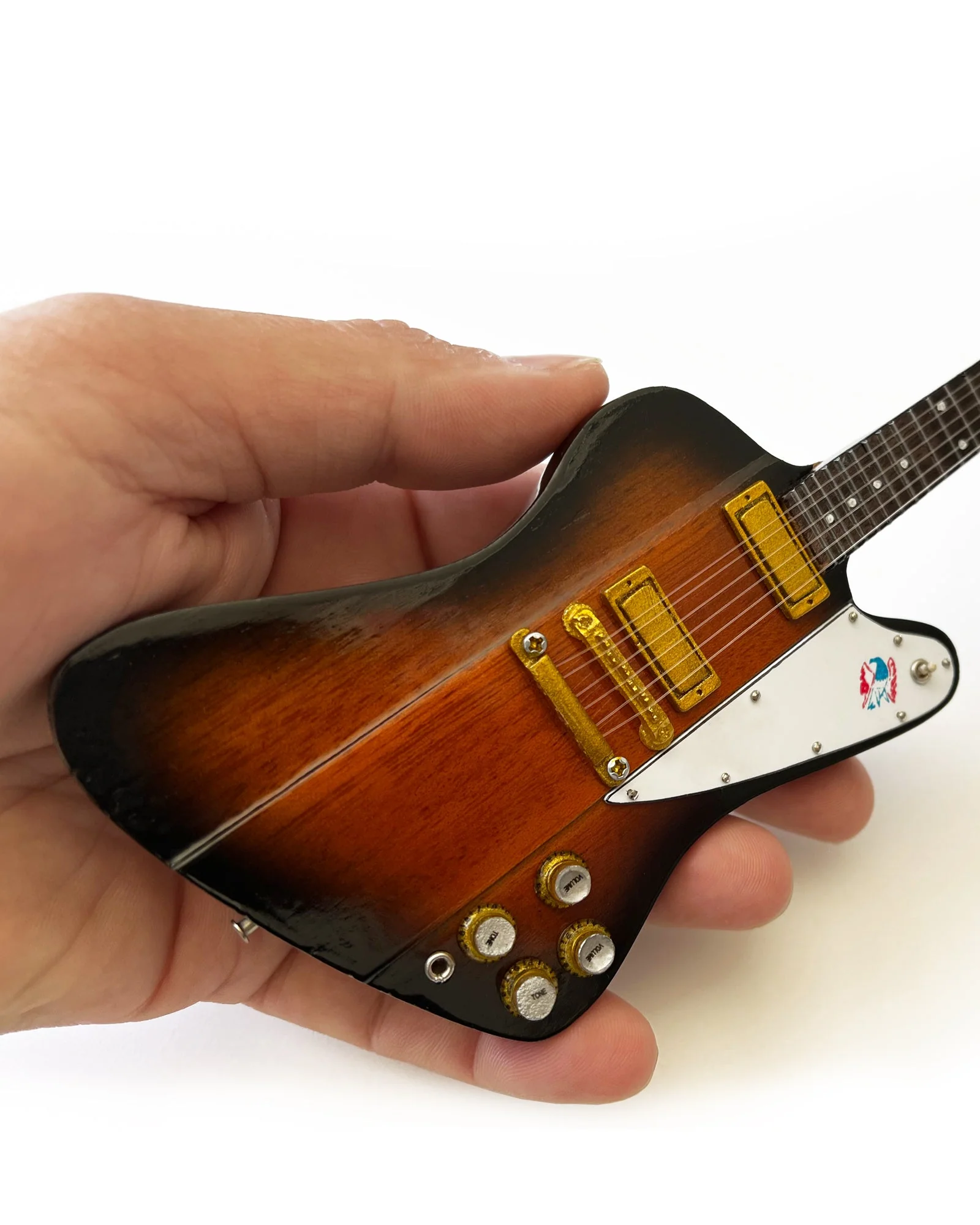 TOM PETTY - RED & BLUE SIGNATURE GIBSON FIREBIRD V SUNBURST - MINI GUITAR - Image 2
